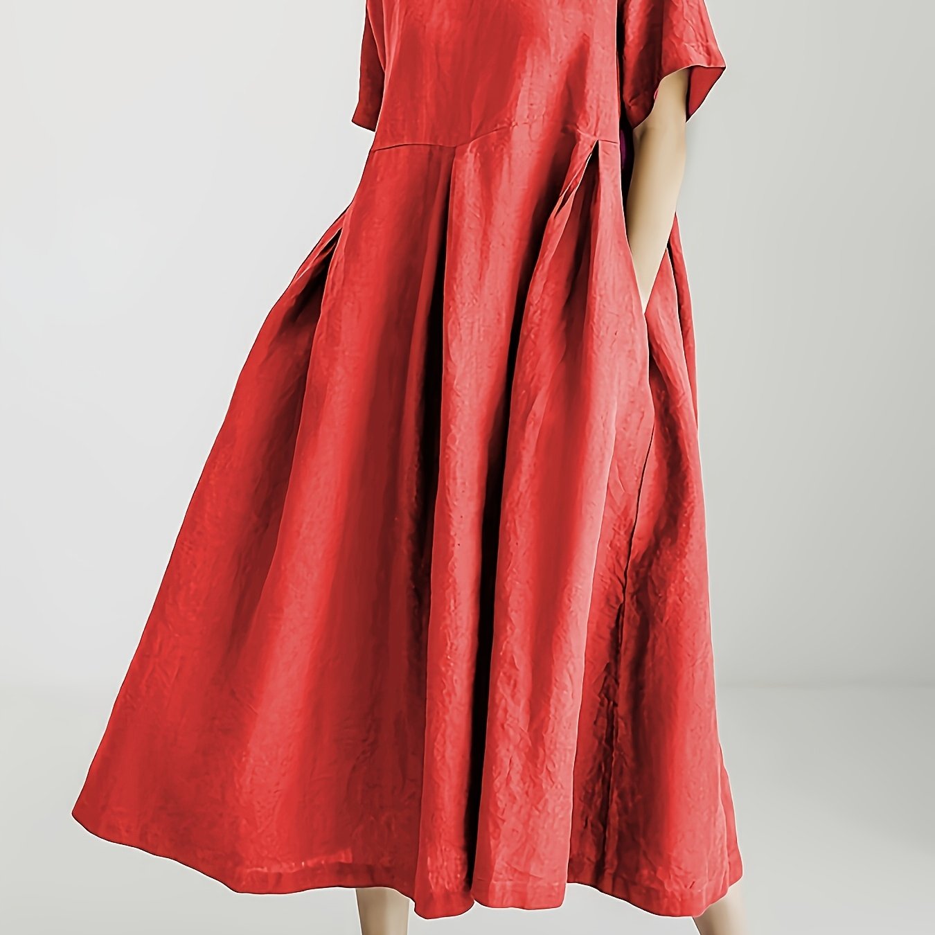 Damen Lockeres Leinenkleid für Frühling und Sommer