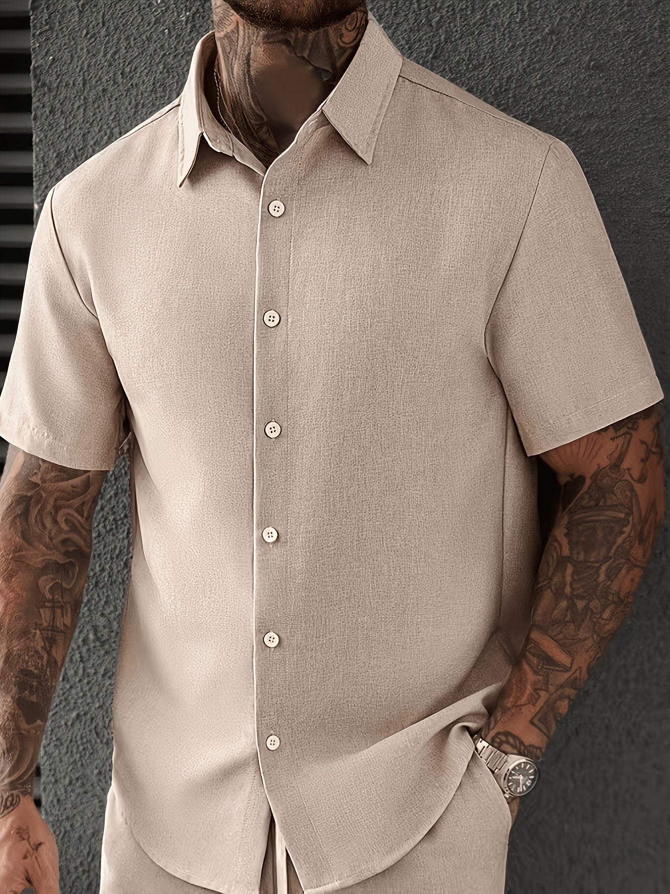 Herren Shirt – Kurzarm Button-Up Lässig Sommer