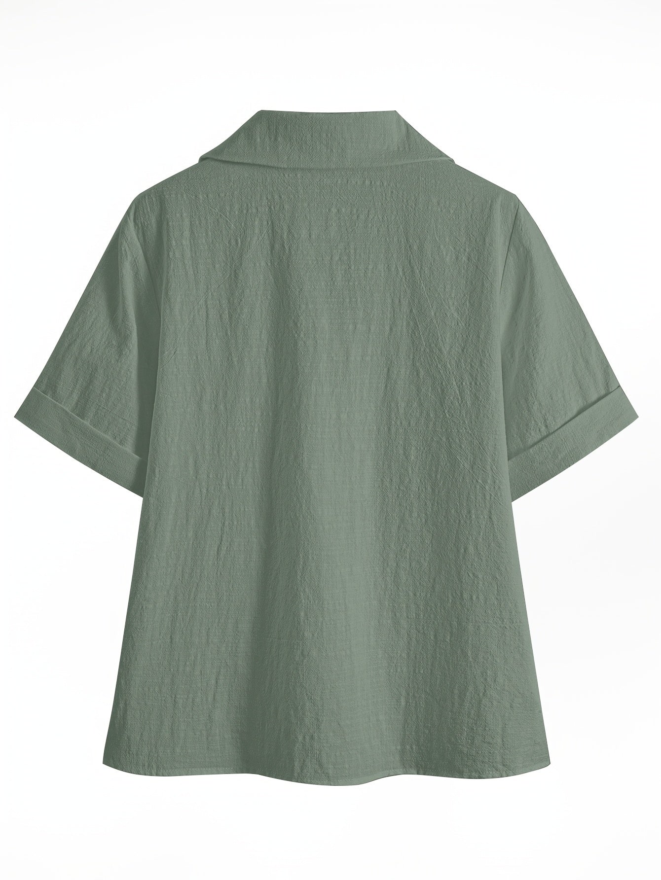 Damen Bluse – Locker & Reverskragen Kurzarm Einfarbig