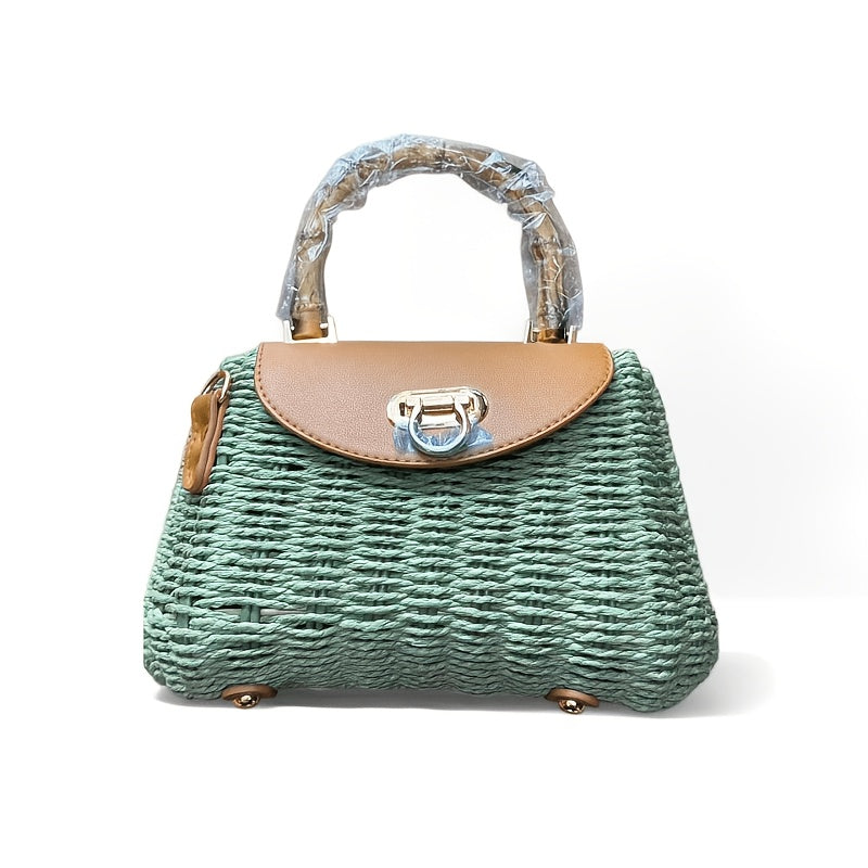 Damen Boho Strohtasche Handgewebt für Urlaub & Alltag