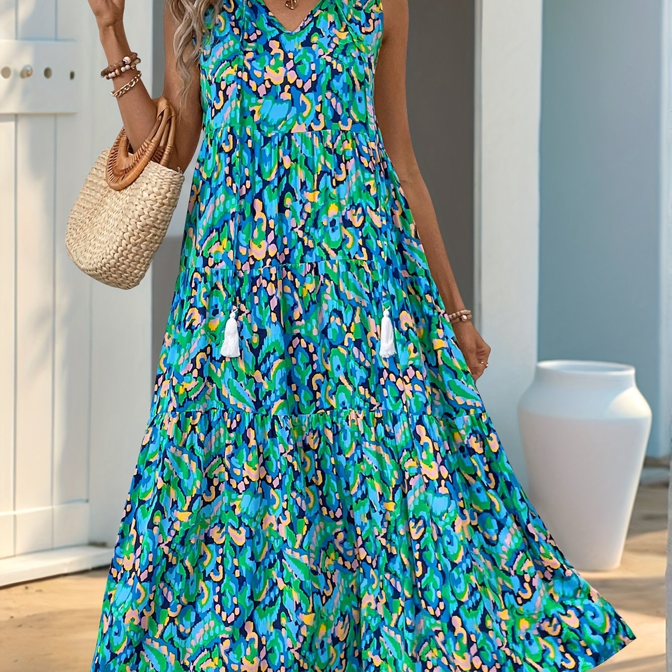 Damen Vielseitiges Wickelkleid mit Multiway-Design