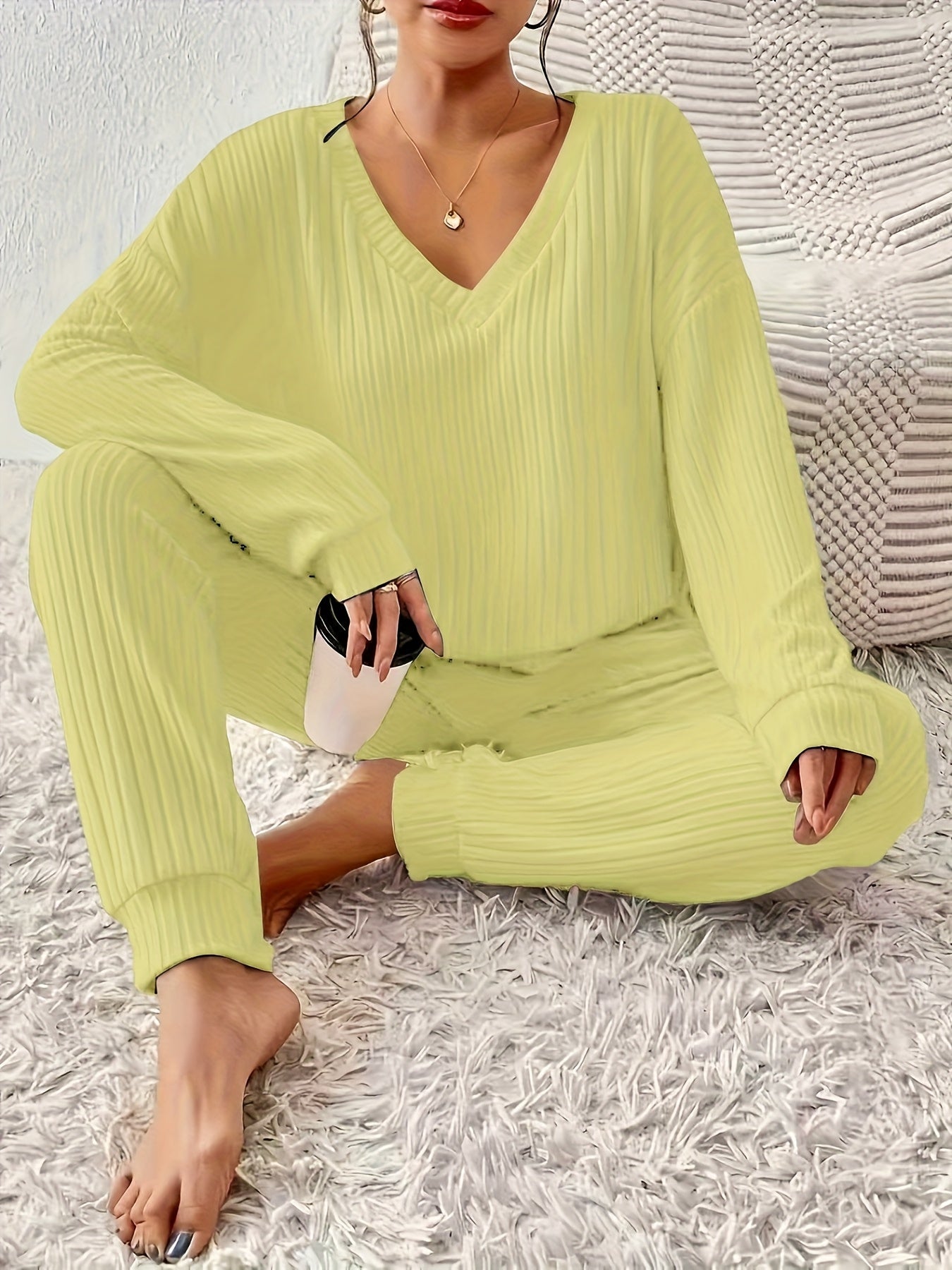 Damen Casual Set mit Langarmshirt und Langer Hose