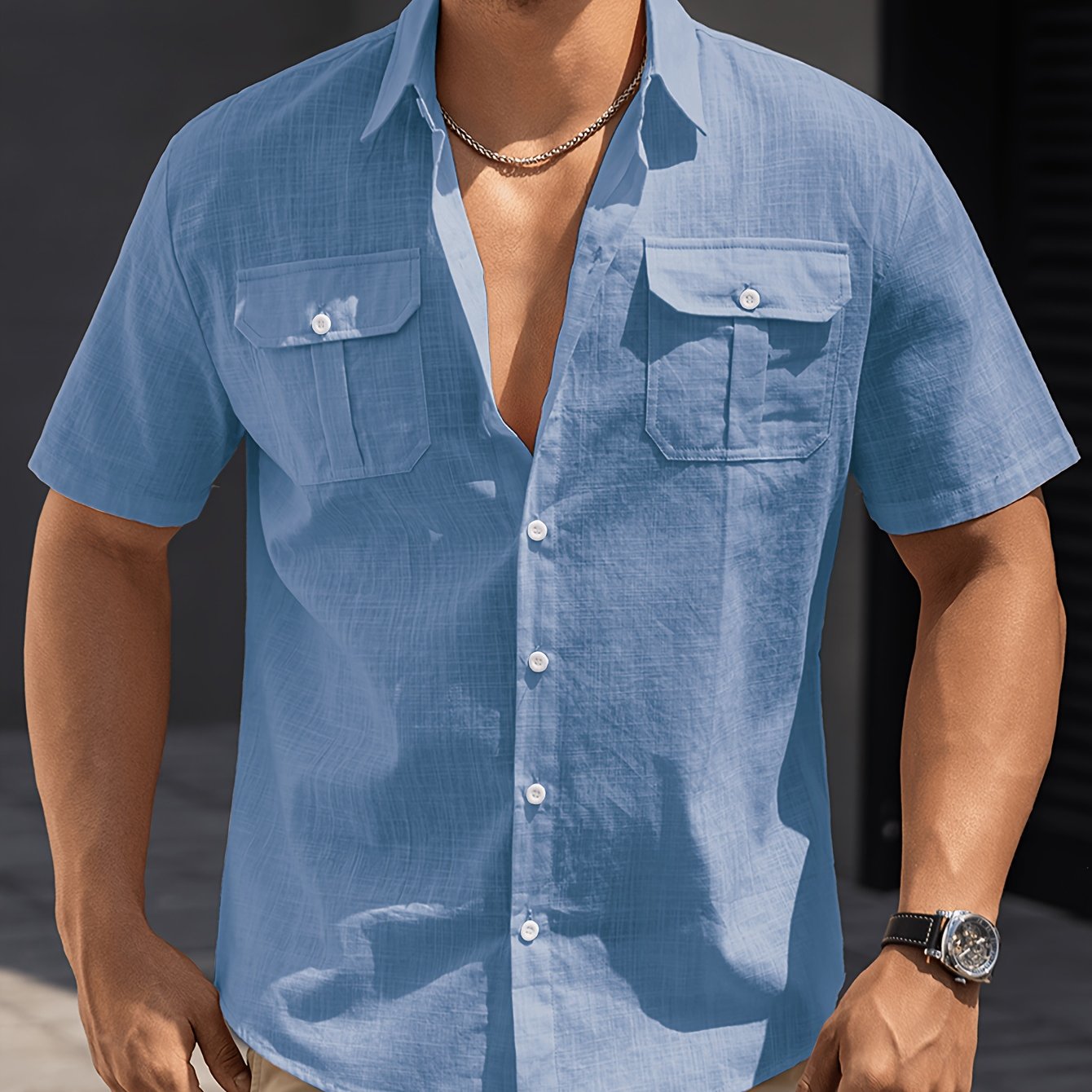 Herren Hemd – Kurzarm & Reverskragen Business Lässig