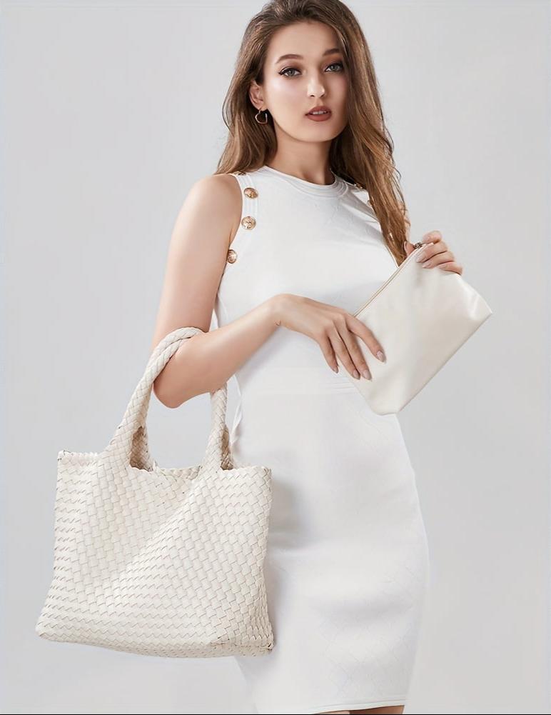 Gewebte Damen Tote Bag – Luxuriöse Handtasche mit Geräumigem Design