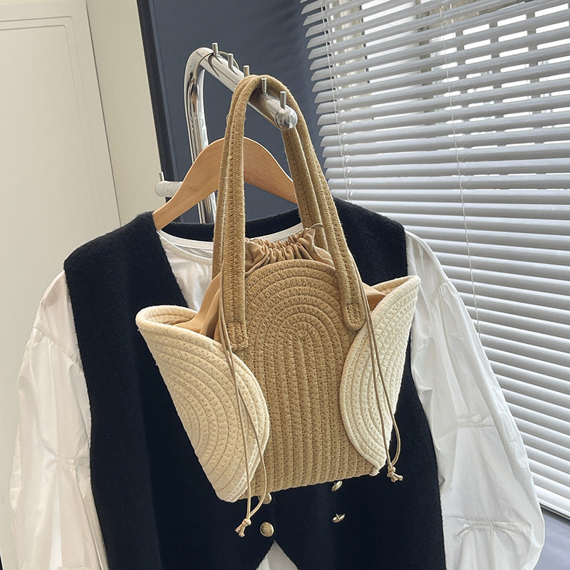 Große Damen Shopper Tasche Geflochten für Sommer