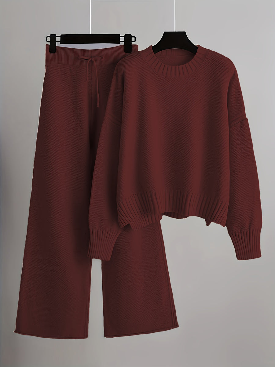 Damen Herbst Winter Set mit Lockerem Pullover und Weiter Hose