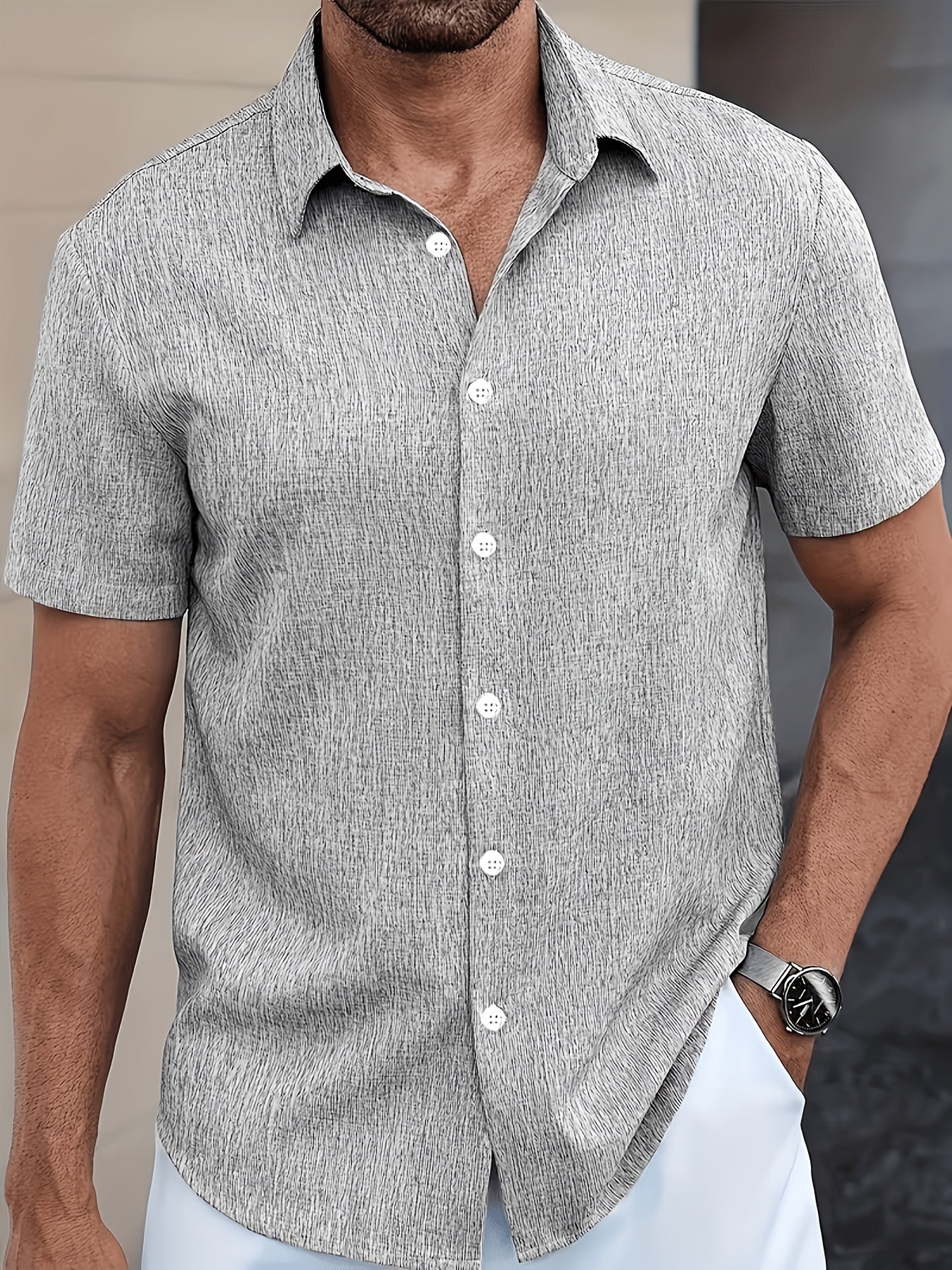 Herren Shirt – Kurzarm Button-Up Lässig Sommer
