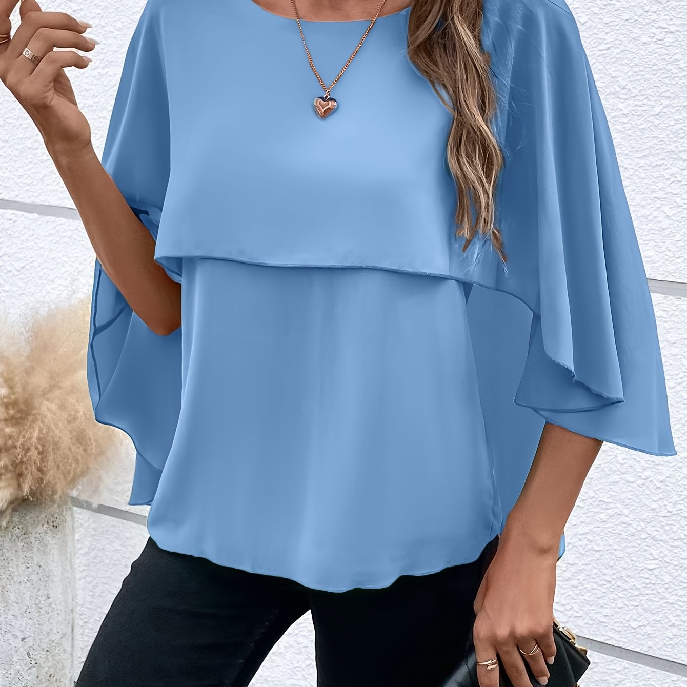 Damen Asymmetrisches Top in Einfarbigem Design