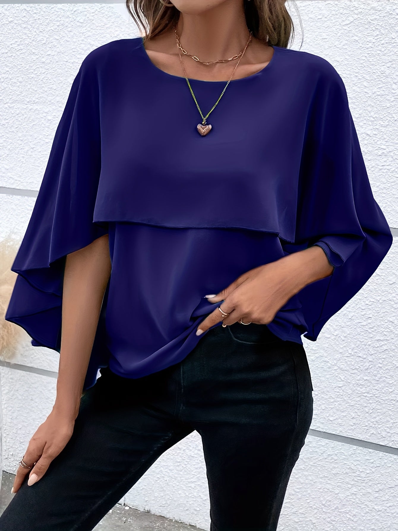 Damen Asymmetrisches Top in Einfarbigem Design