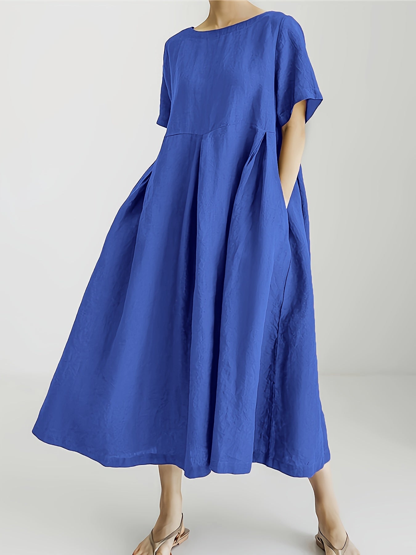 Damen Lockeres Leinenkleid für Frühling und Sommer