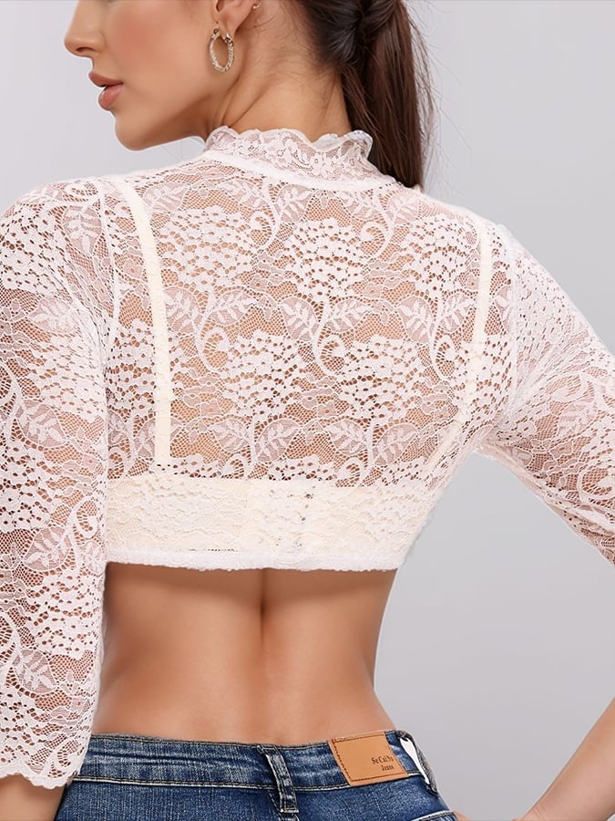 Damen Dirndlbluse mit Spitze ohne Polster
