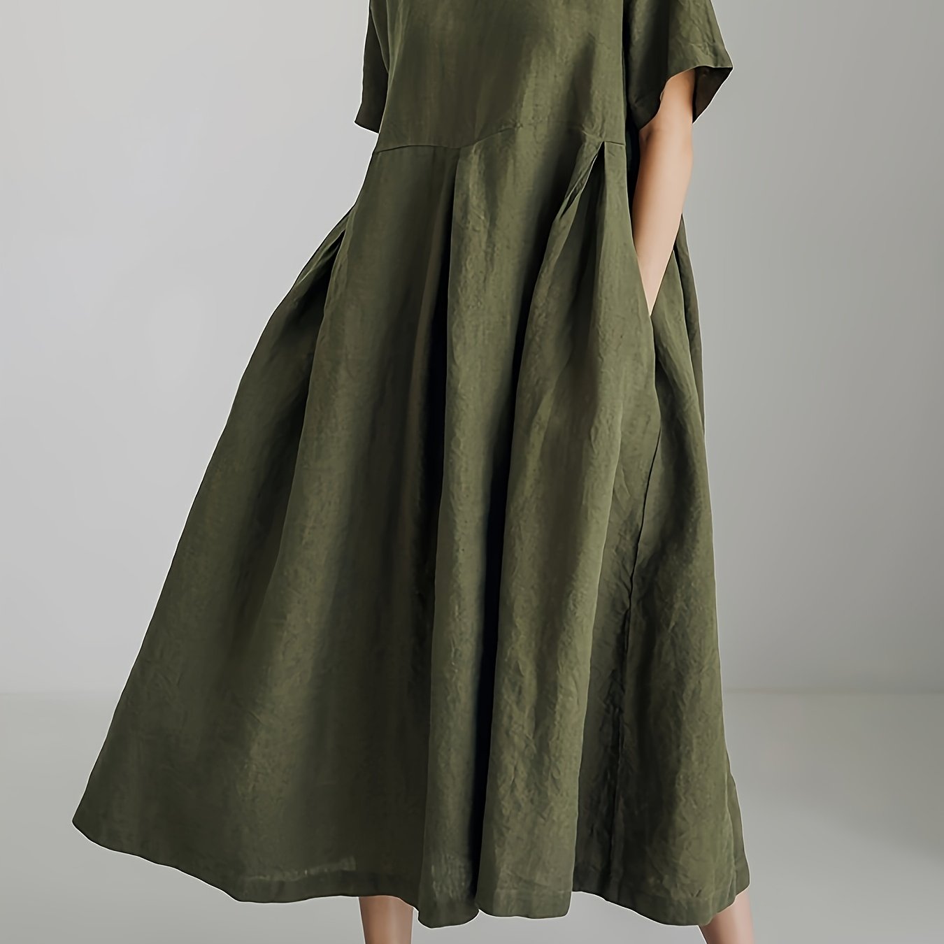 Damen Lockeres Leinenkleid für Frühling und Sommer