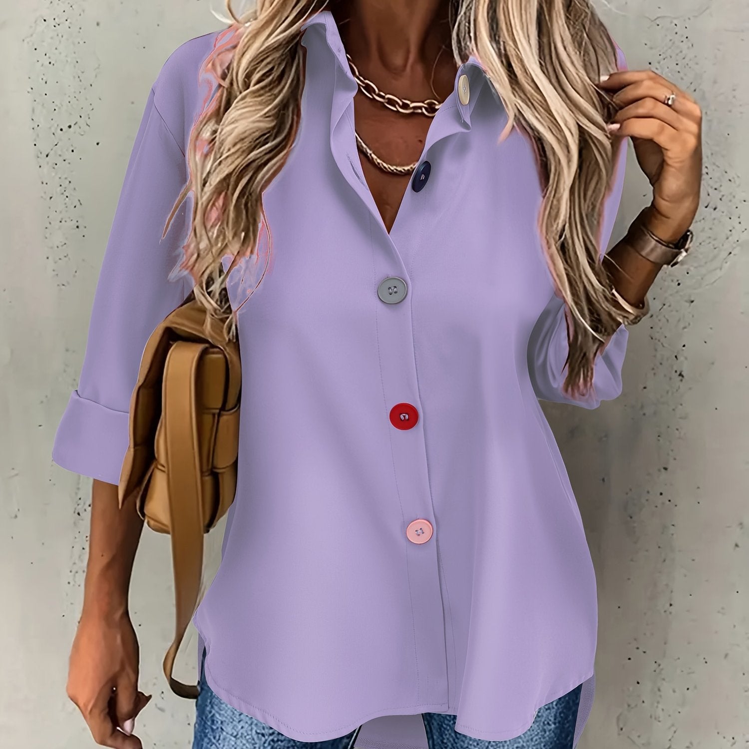 Damen Casual Bluse mit Knopfleiste