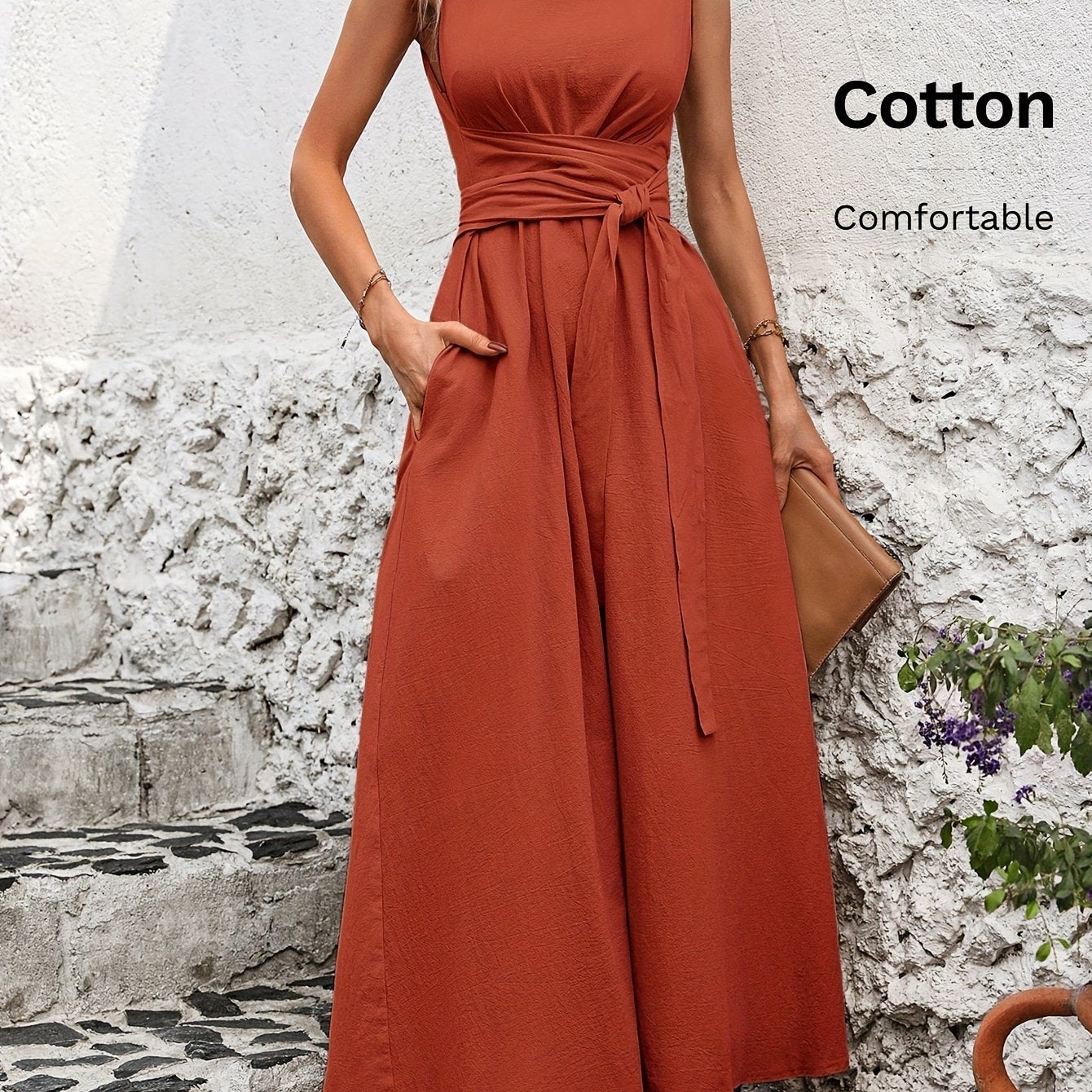 Damen Kleid – Ärmellos mit Schleifendetail Elegant