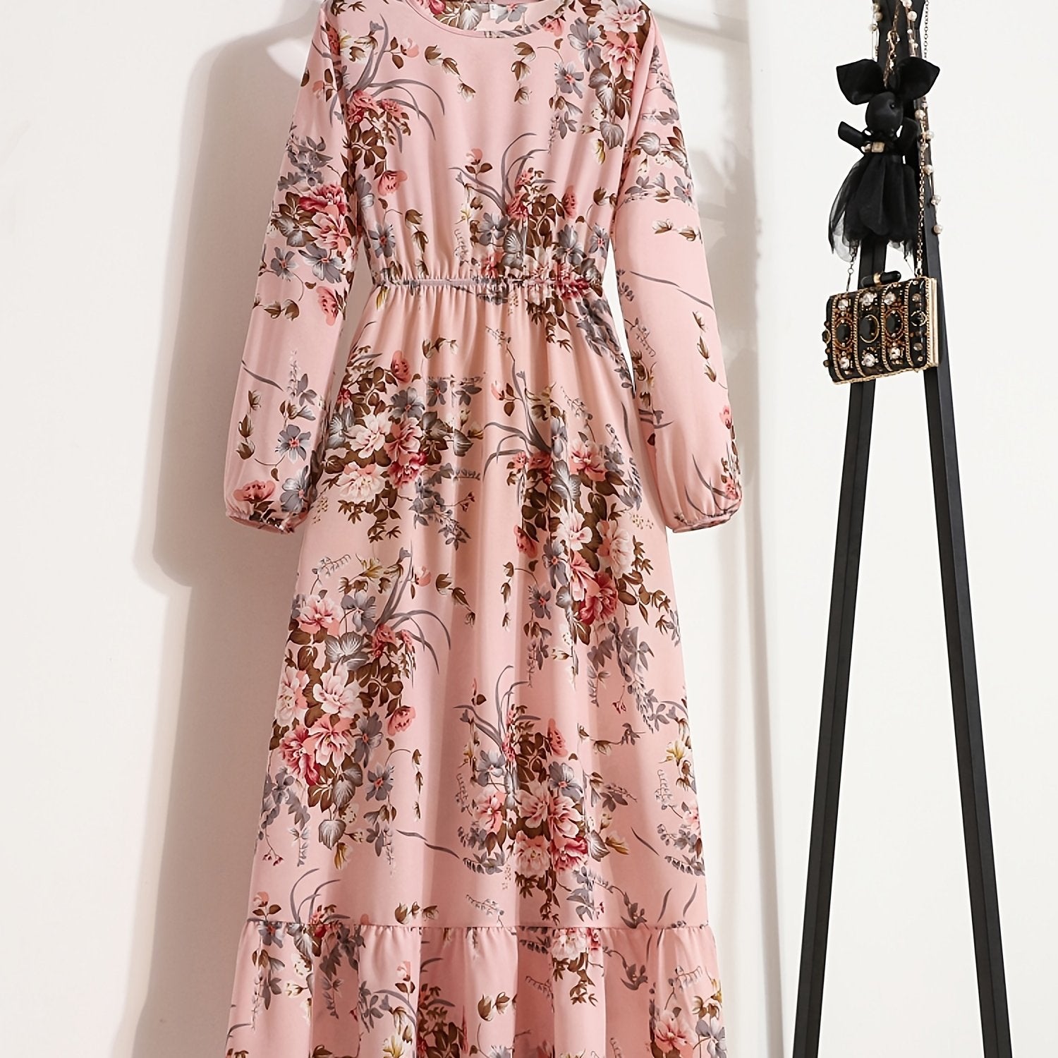 Damen Boho Maxikleid mit Floralprint