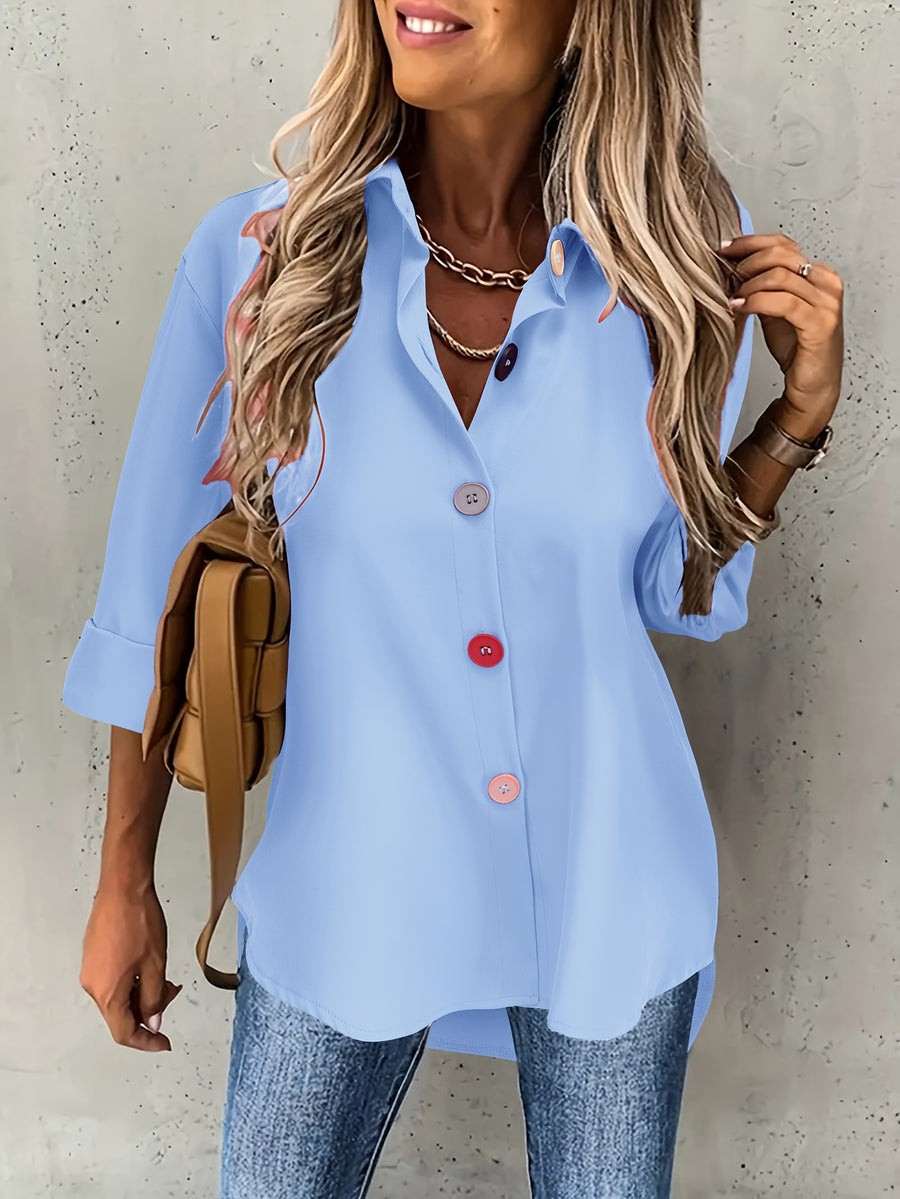 Damen Casual Bluse mit Knopfleiste