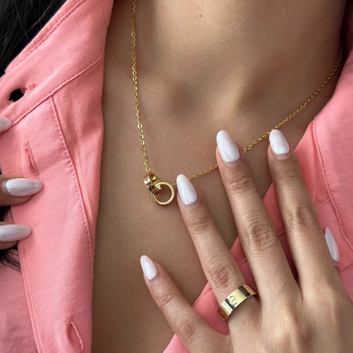 LOVE HALSKETTE DOPPELRING | ROSA GOLD