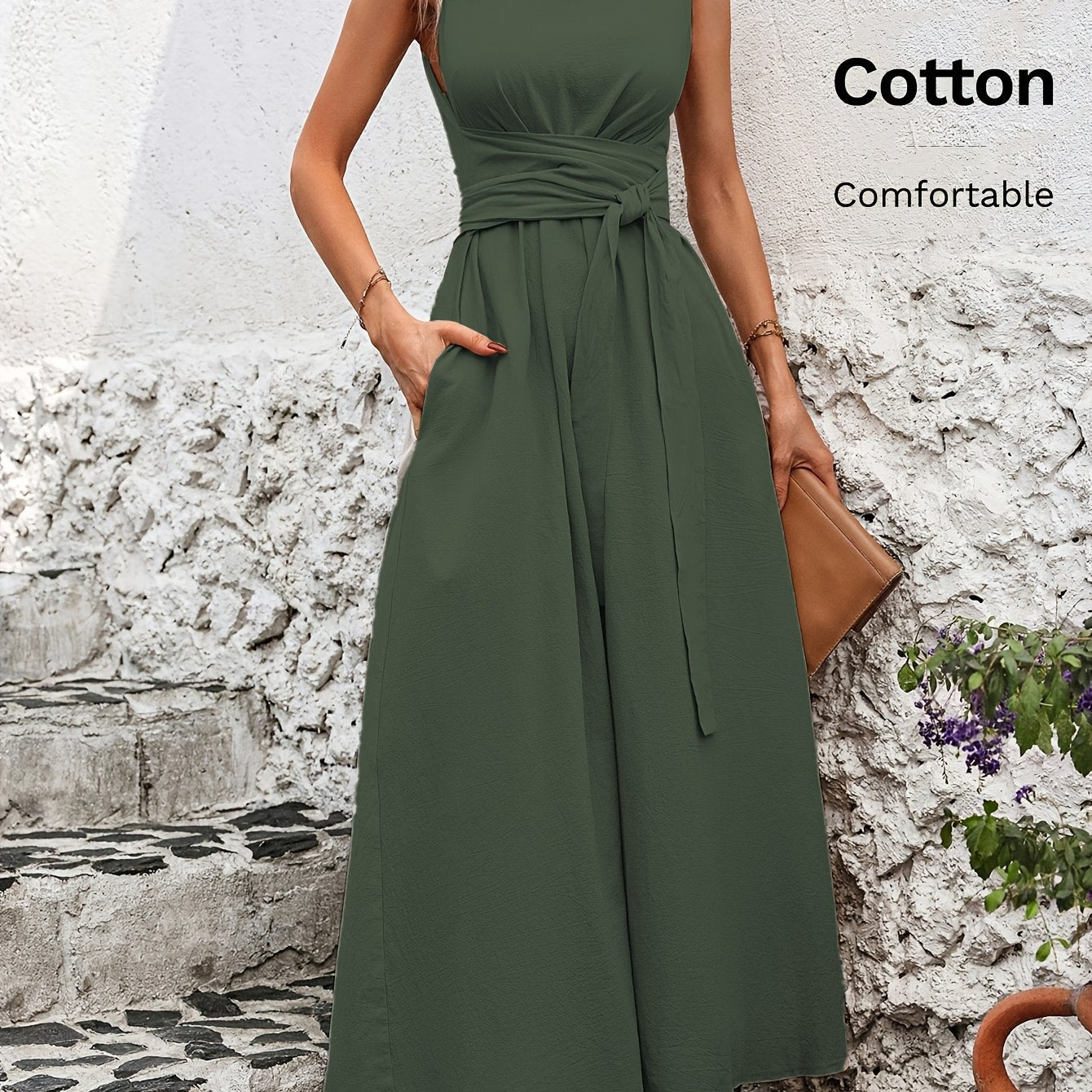 Damen Kleid – Ärmellos mit Schleifendetail Elegant