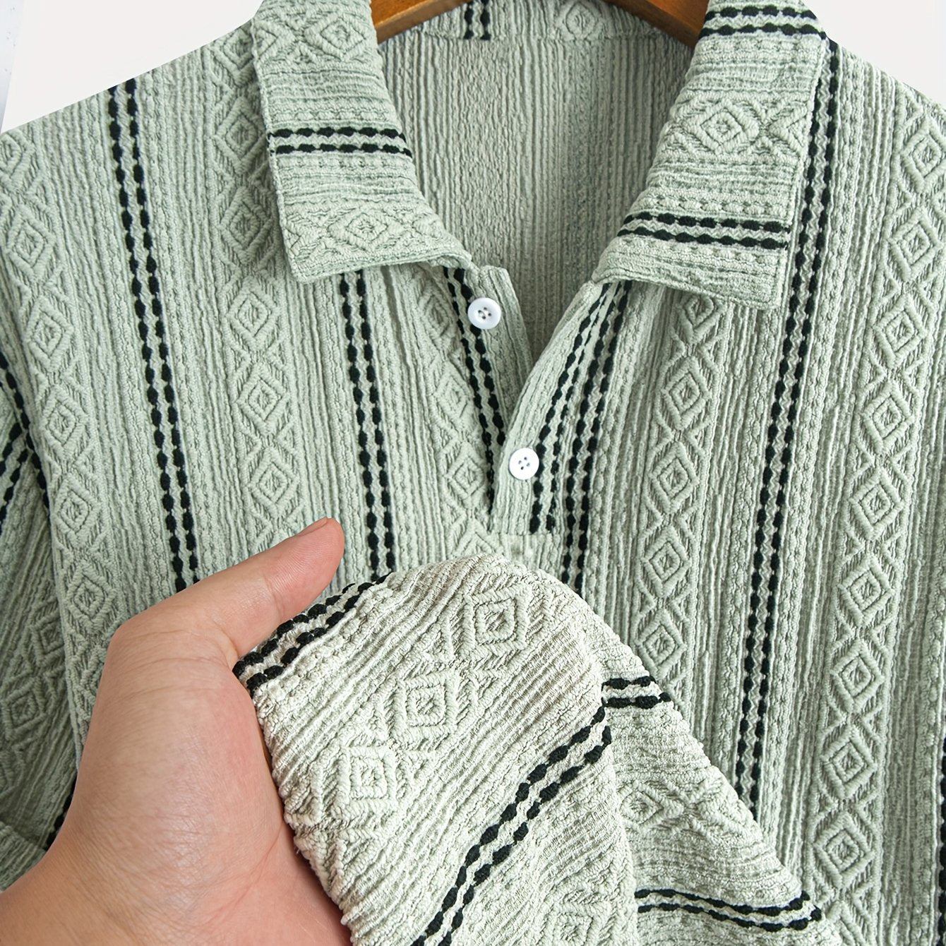Herren Strick-Poloshirt mit Geometrischem Muster