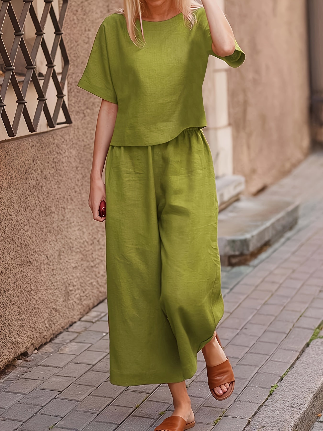 Damen Hosenanzug – Elegant & Weite Hose Lässig