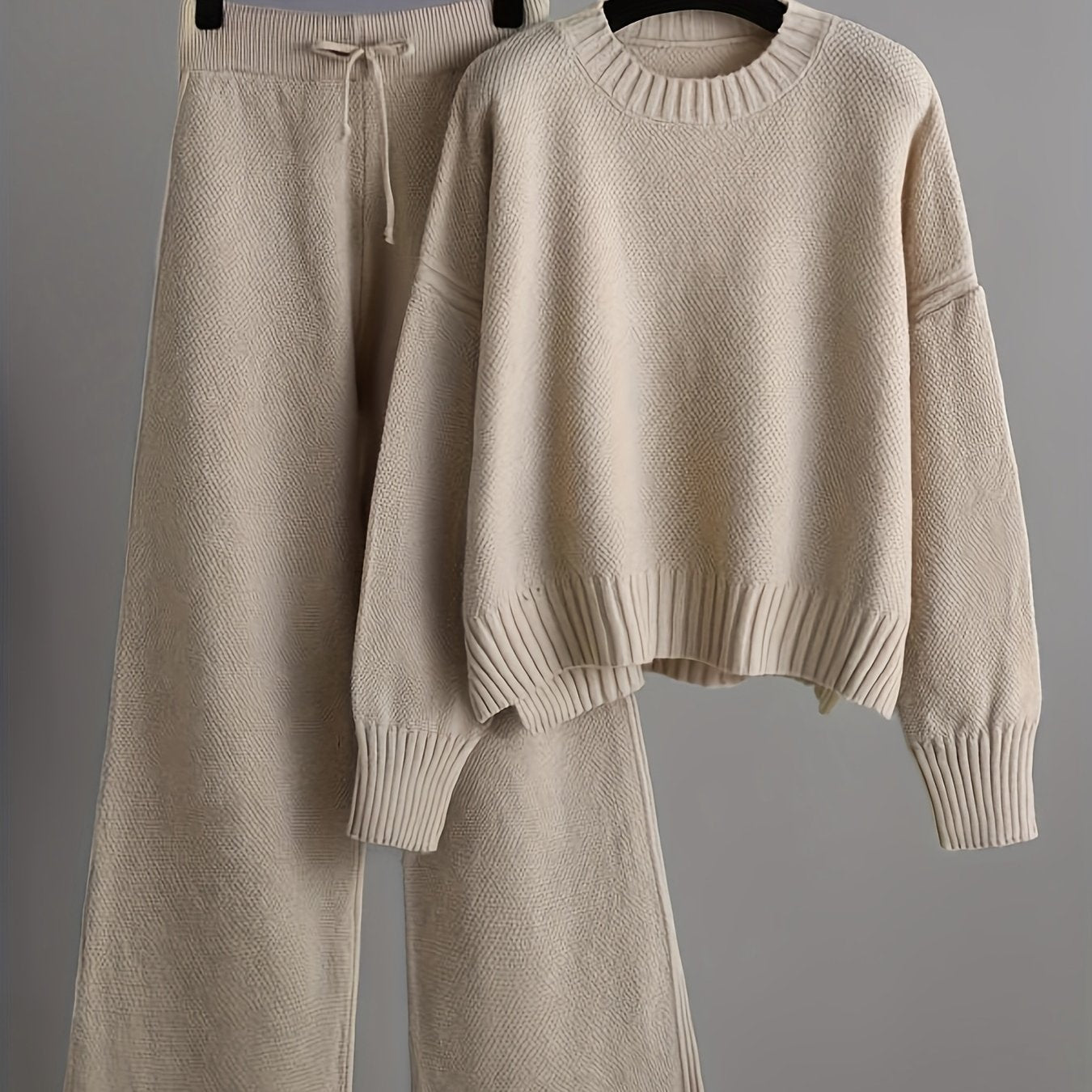 Damen Herbst Winter Set mit Lockerem Pullover und Weiter Hose
