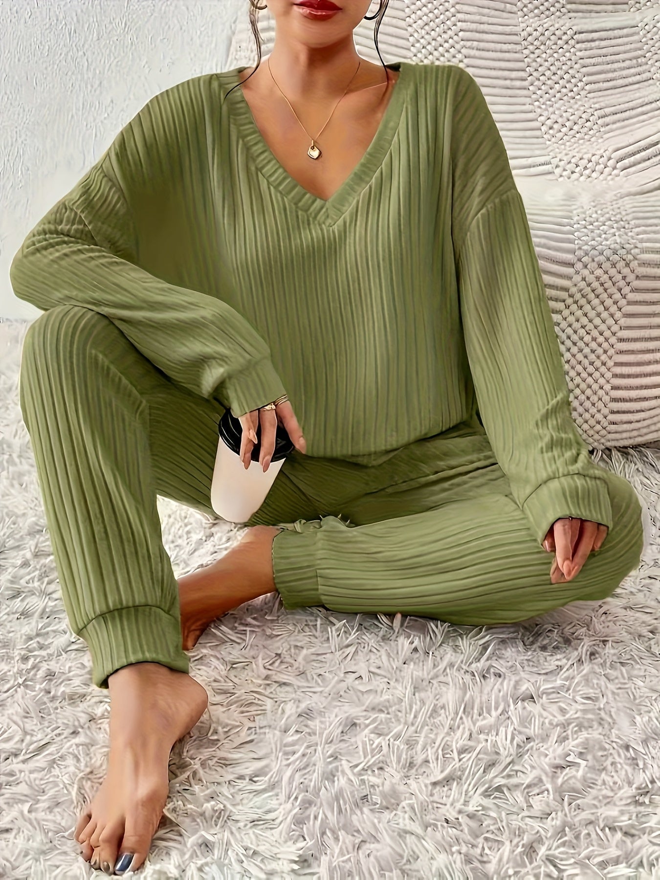 Damen Casual Set mit Langarmshirt und Langer Hose