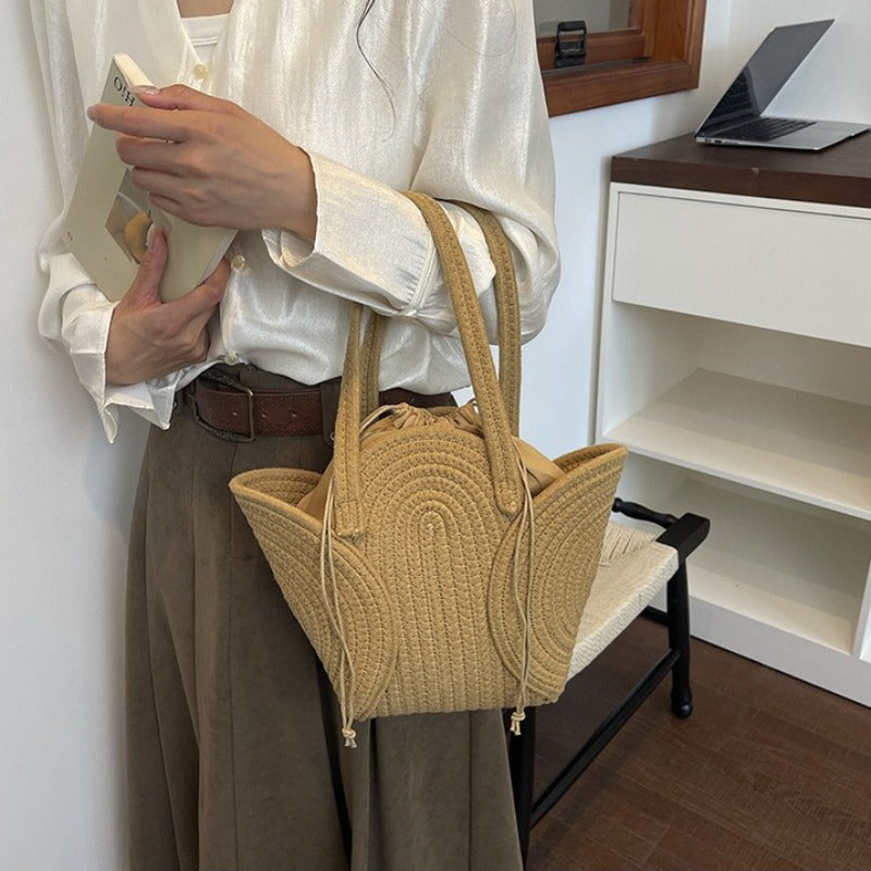 Große Damen Shopper Tasche Geflochten für Sommer