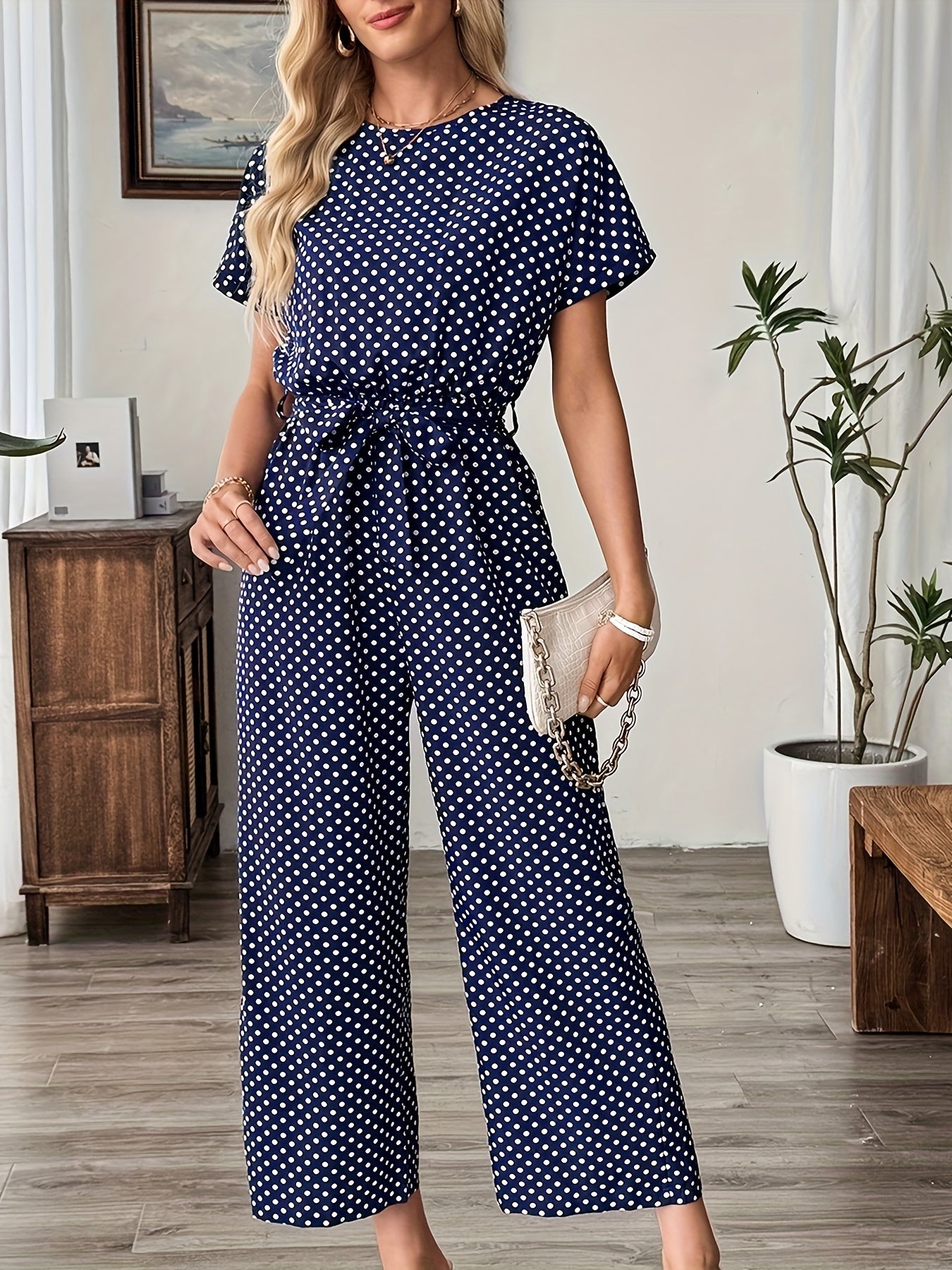 Damen Jumpsuit – Polka Dot Schulterfrei Elegant
