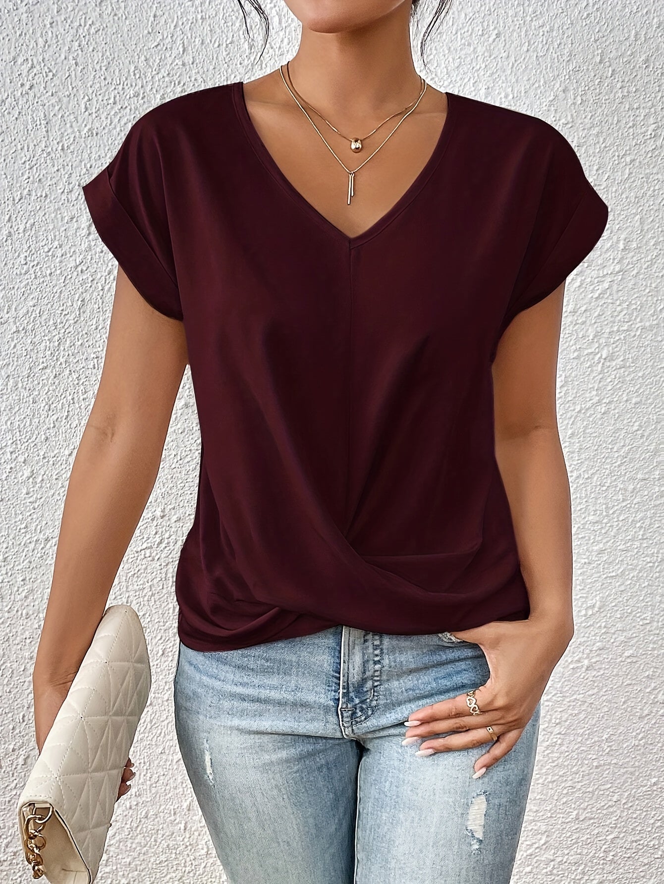 Cleo™ | Damen T-Shirt mit Herz-Ausschnitt Elegant