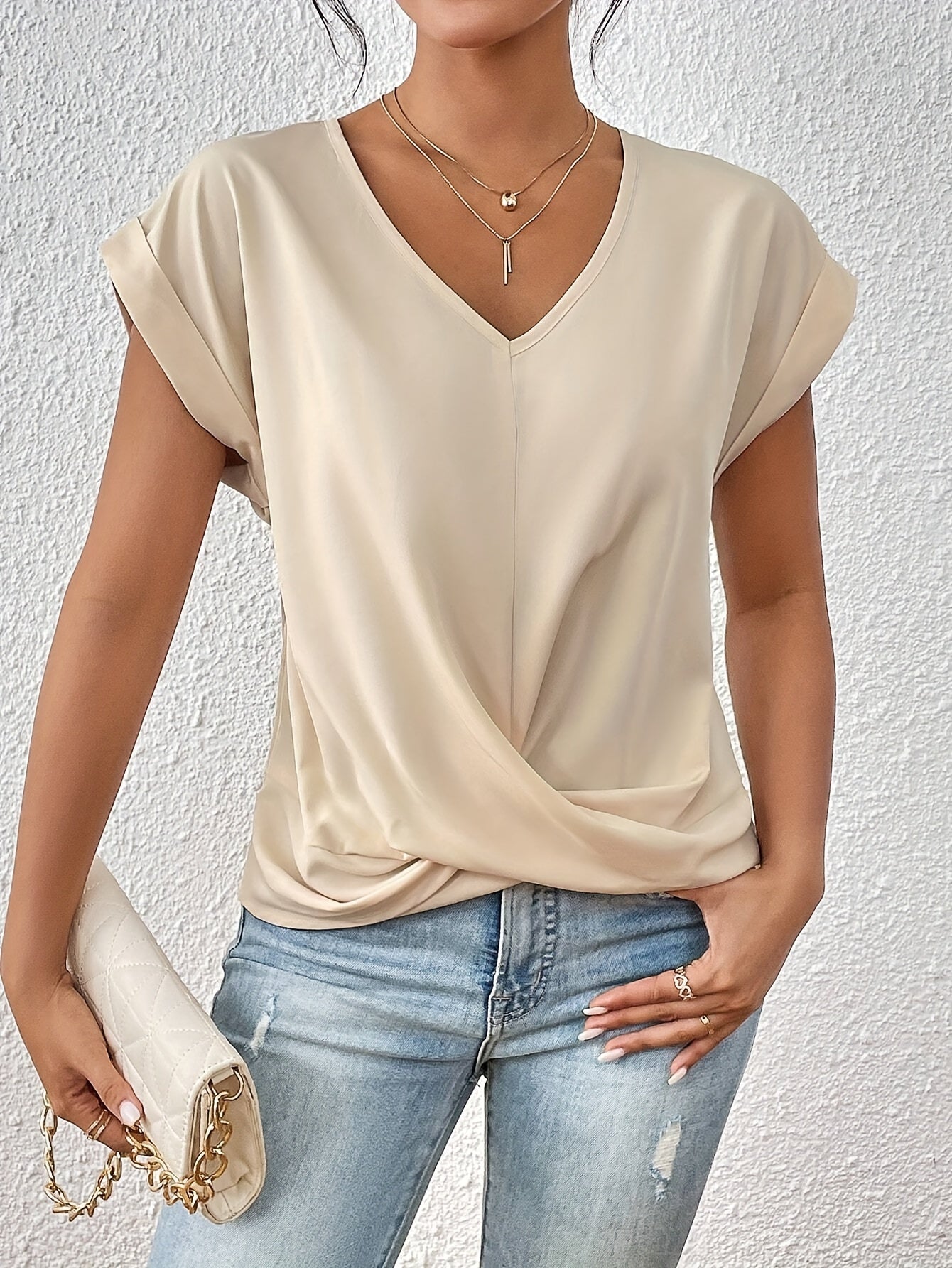 Cleo™ | Damen T-Shirt mit Herz-Ausschnitt Elegant