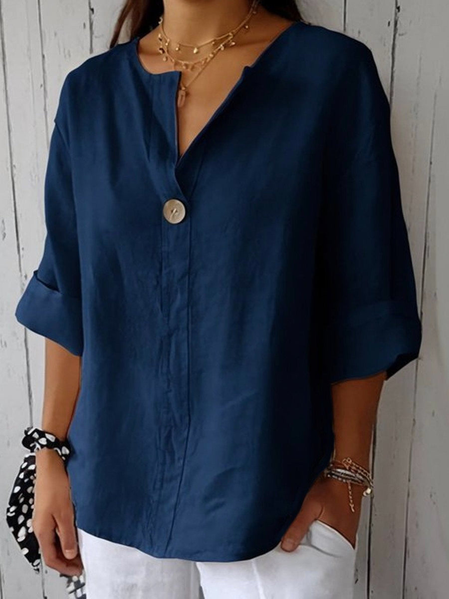 Damen Bluse – Baumwolle 3/4 Ärmel Lässig Elegant