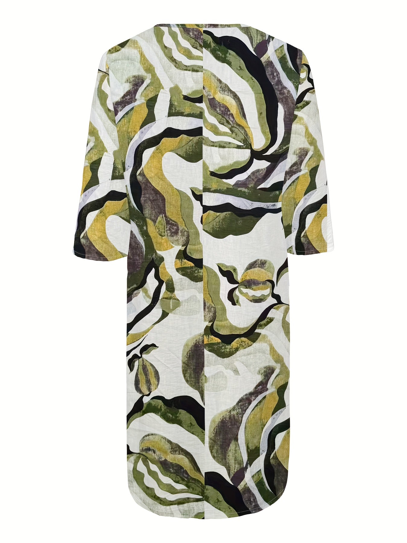 Damen Casual Kleid mit V-Ausschnitt und Blumenprint