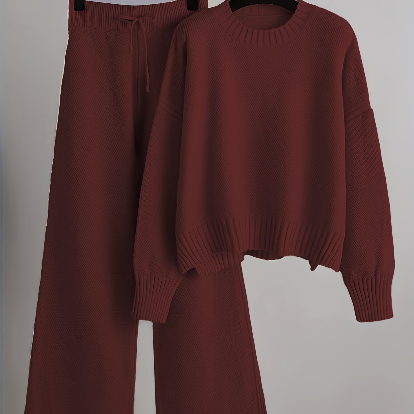 Damen Herbst Winter Set mit Lockerem Pullover und Weiter Hose