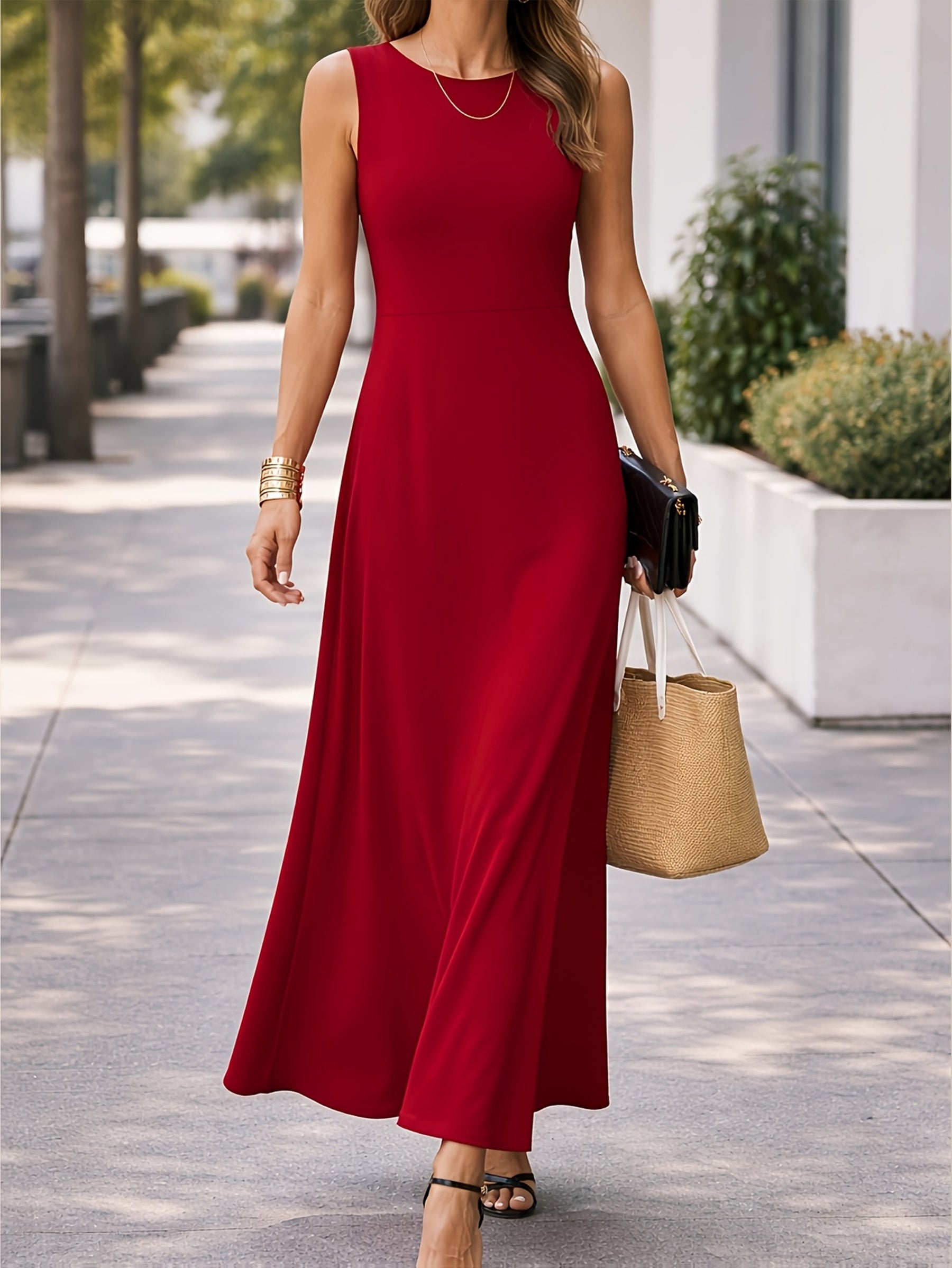 Damen Ärmelloses Maxikleid für Alltag und Freizeit