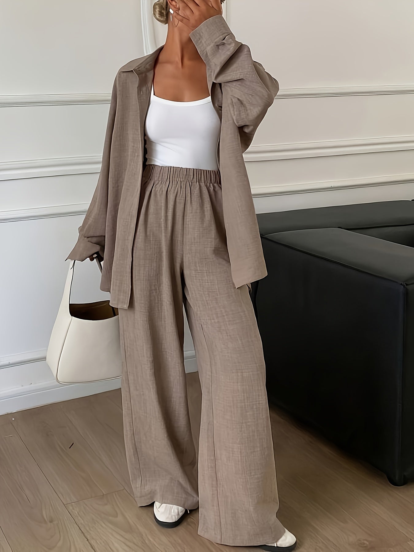 Damen Elegantes Set mit Langarmhemd und Hose