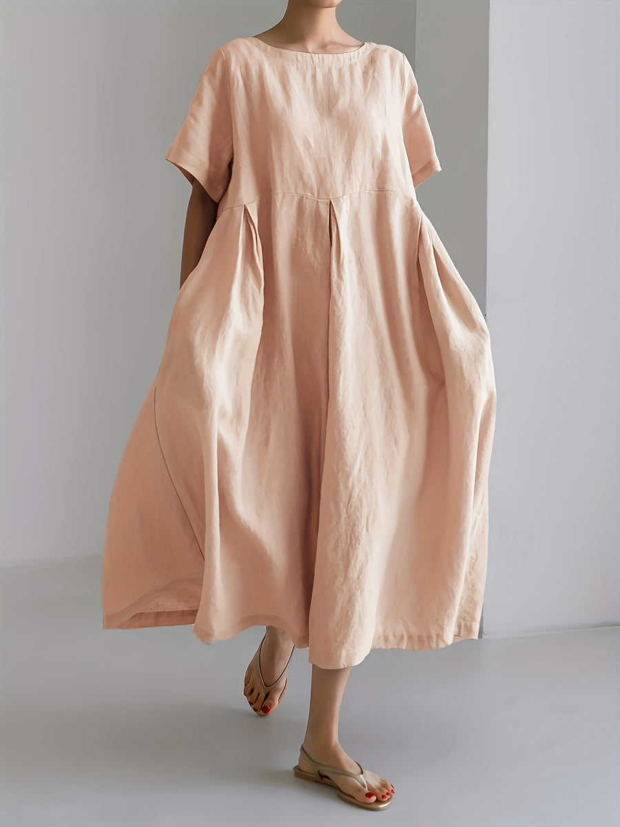 Damen Lockeres Leinenkleid für Frühling und Sommer