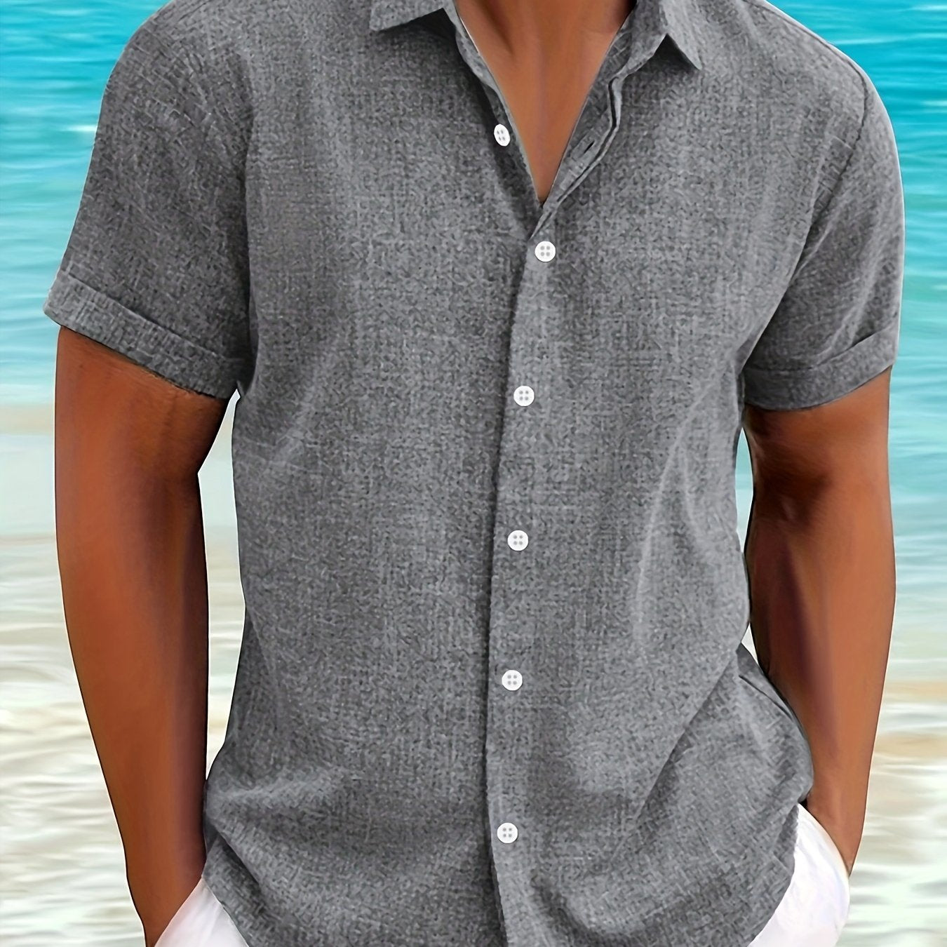 Herren Shirt – Kurzarm Button-Up Lässig Sommer