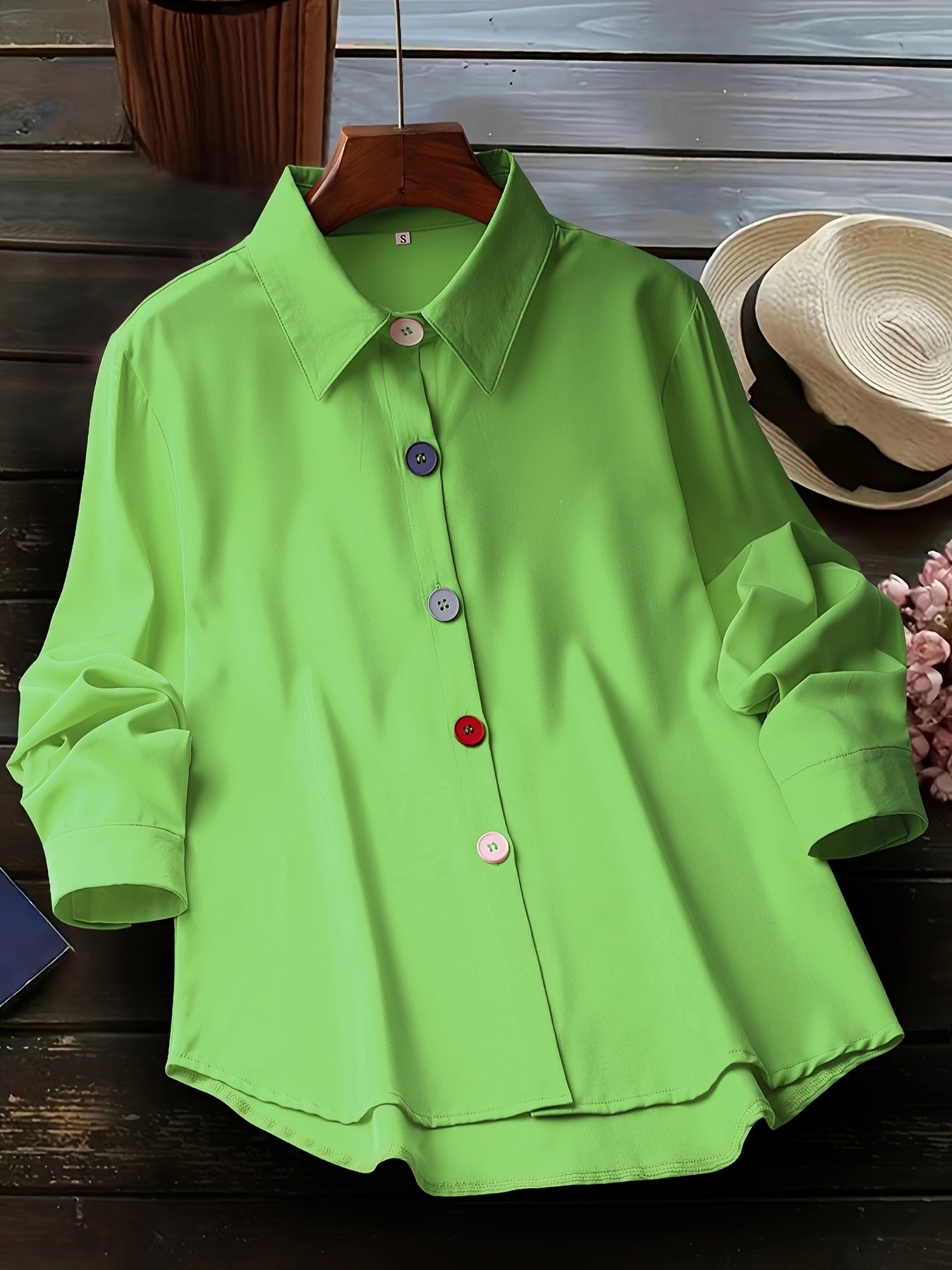 Damen Casual Bluse mit Knopfleiste