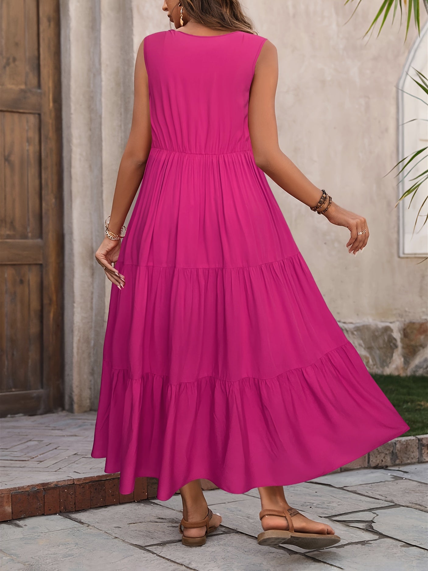 Damen Elegantes Urlaubskleid mit V-Ausschnitt
