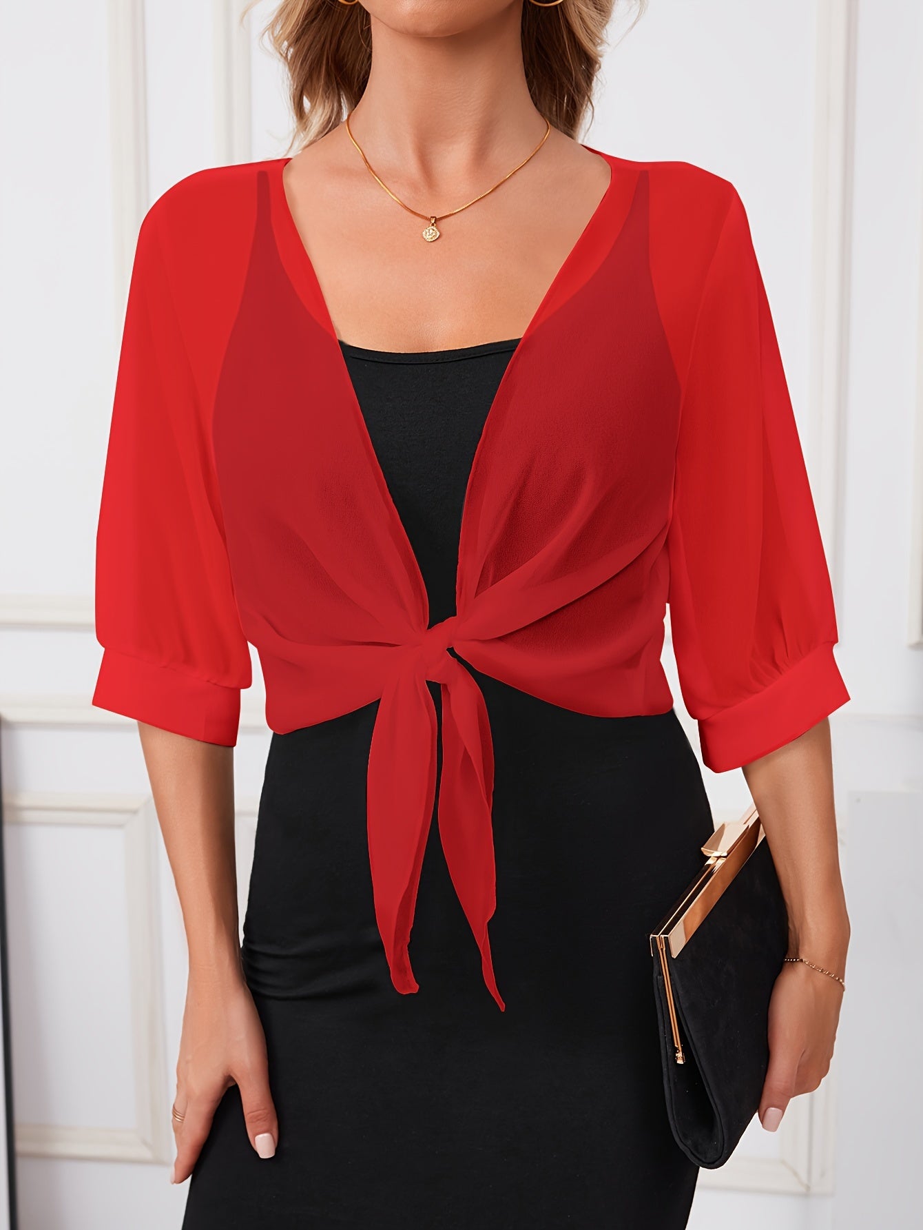 Damen Kleid mit Schal und Hemdjacke