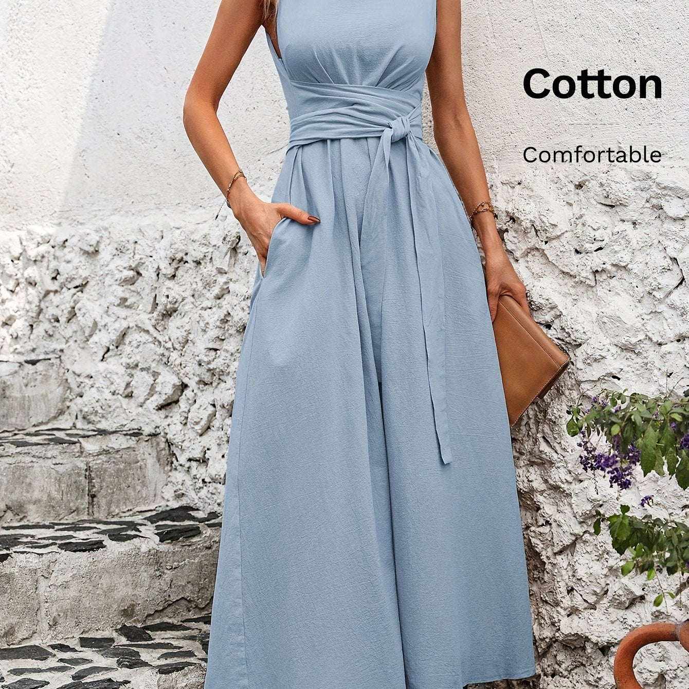 Damen Kleid – Ärmellos mit Schleifendetail Elegant