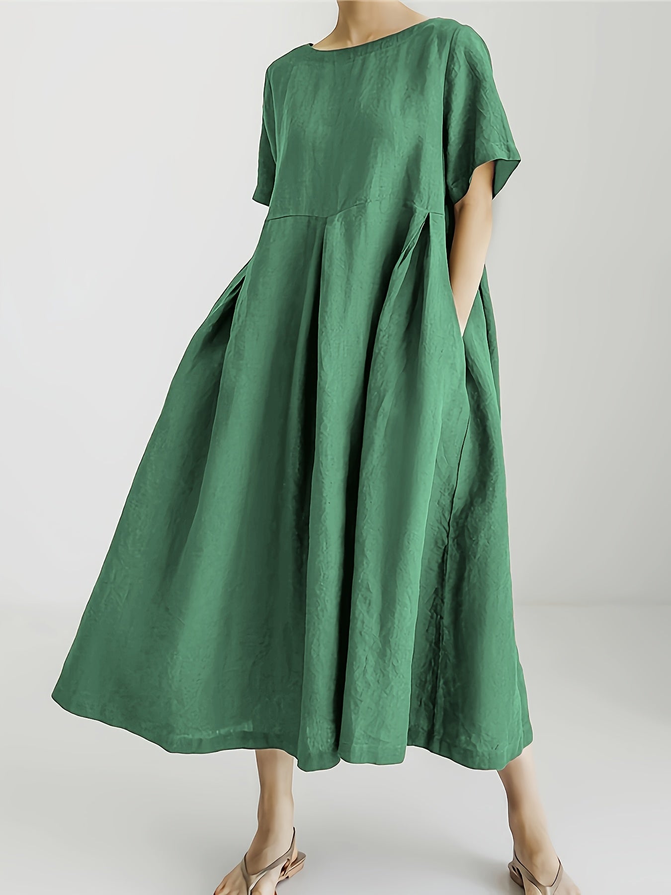 Damen Lockeres Leinenkleid für Frühling und Sommer