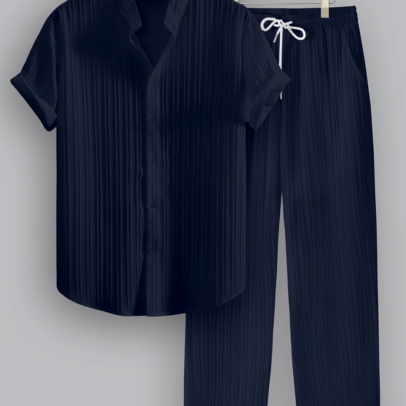 Herren Sommer Set mit Kurzarmhemd und Kordelzughose