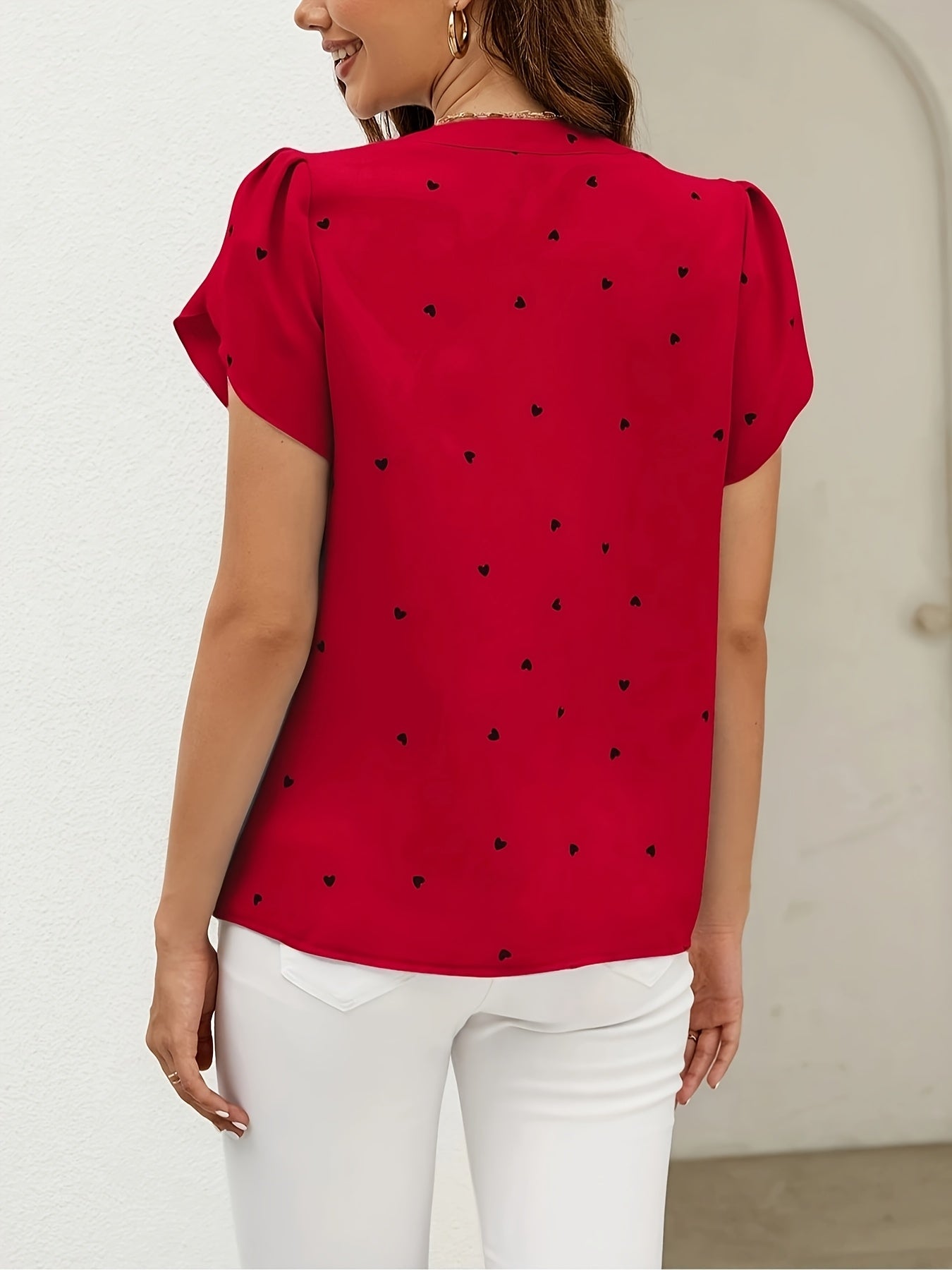 Damen Casual Bluse mit Herzmuster