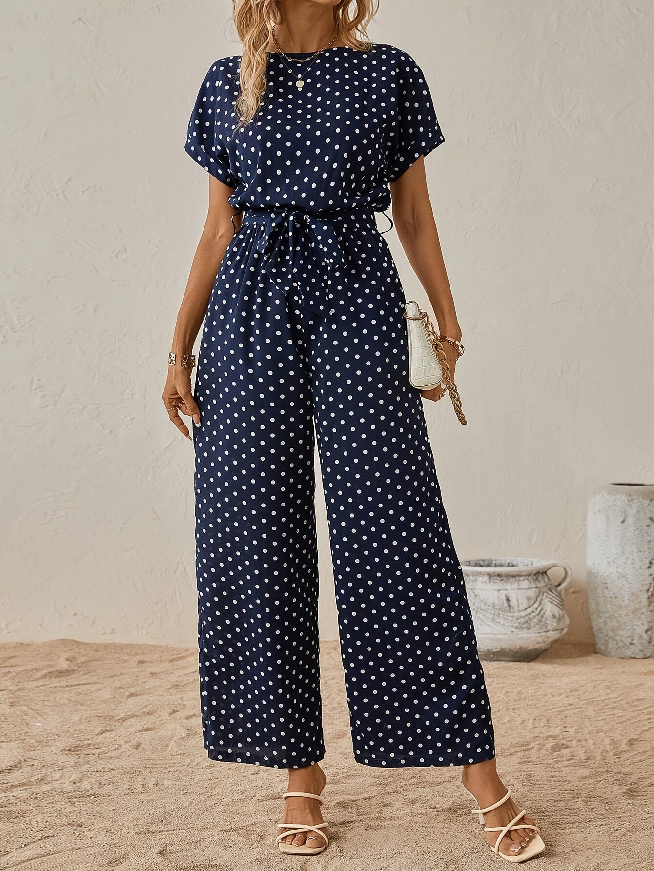 Damen Jumpsuit – Polka Dot Schulterfrei Elegant