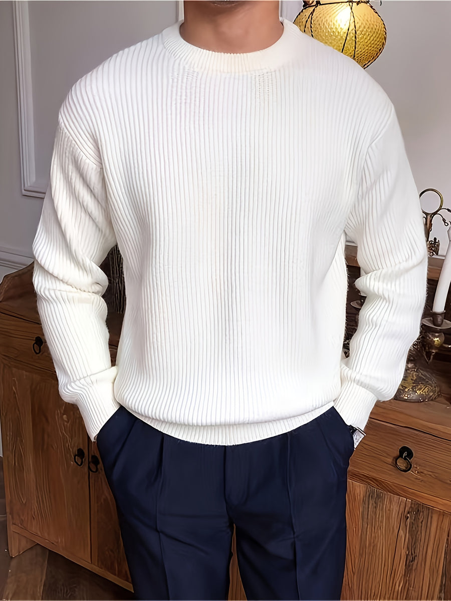 Herren Lockerer Strickpullover mit Rundhals
