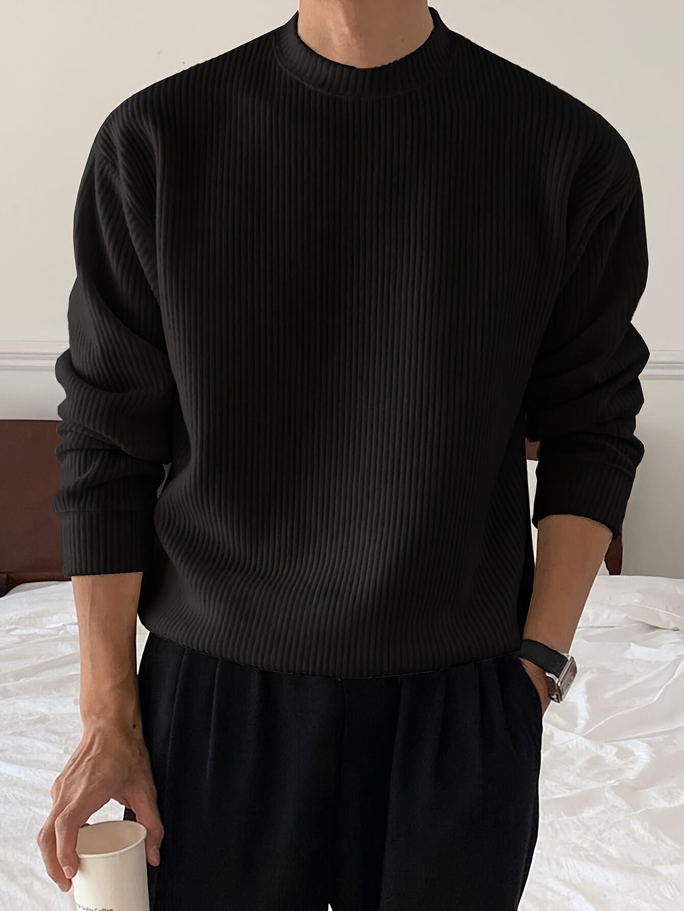 Herren Lockerer Strickpullover mit Rundhals