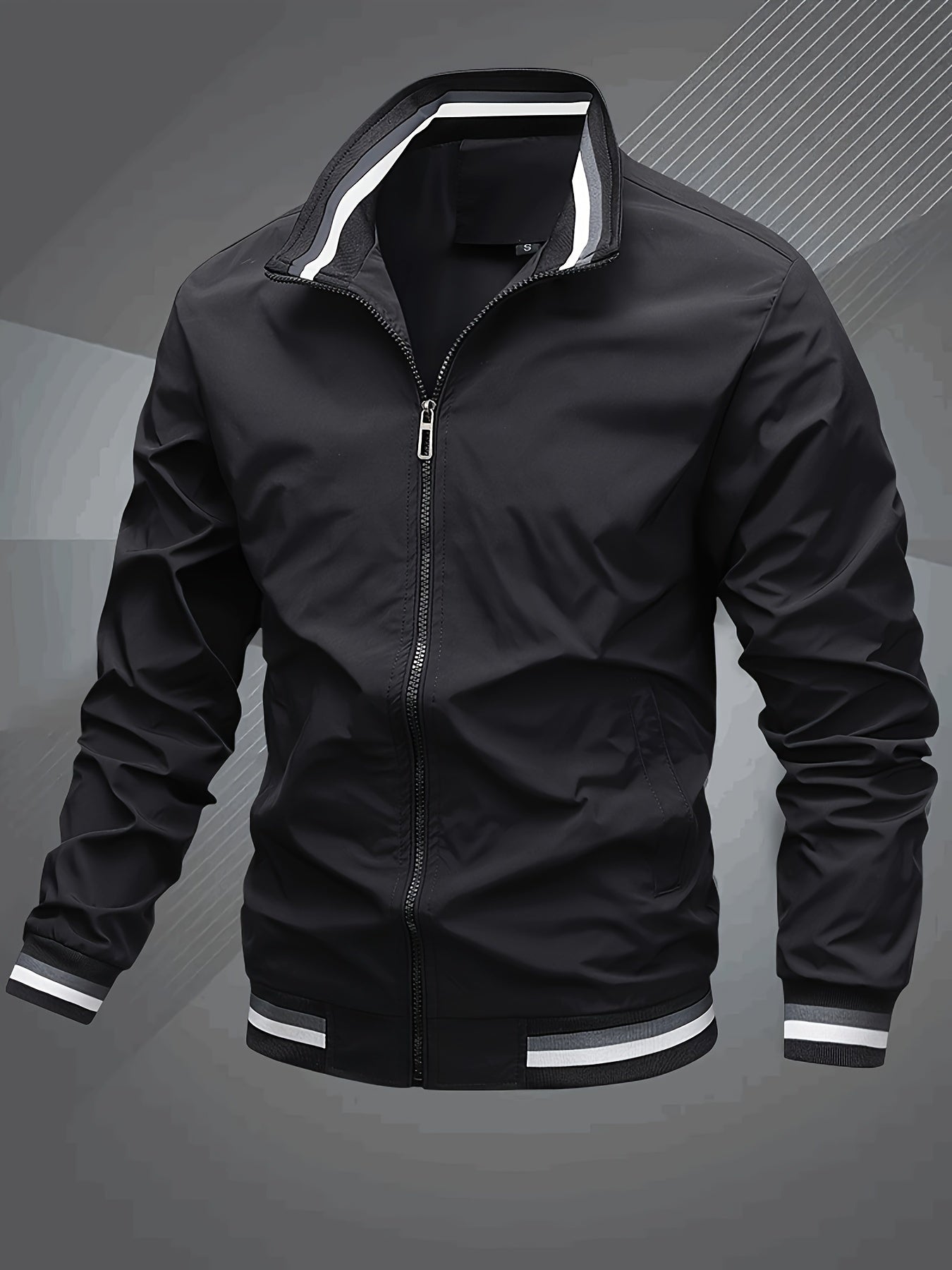Herren Klassische Bomberjacke mit Stehkragen