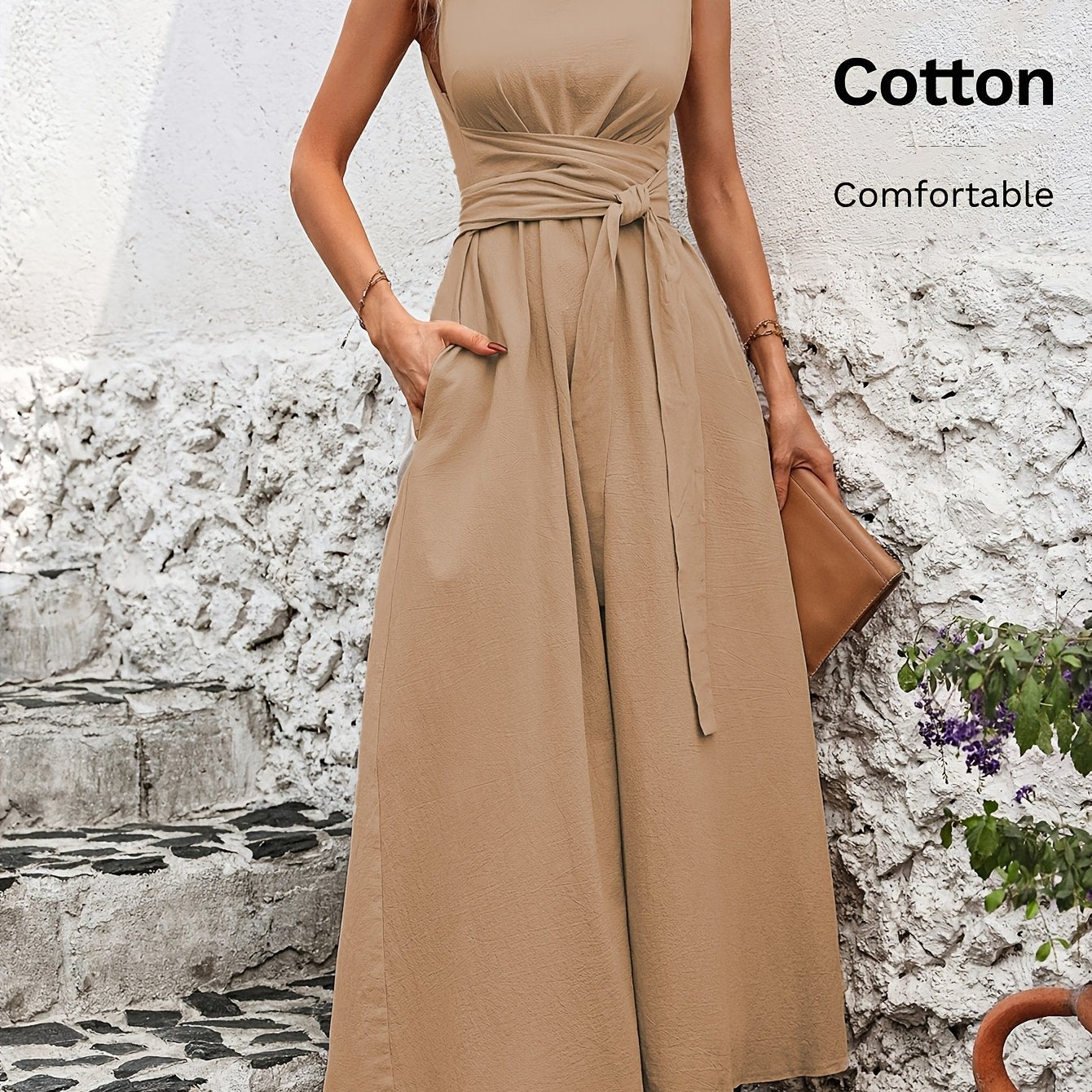 Damen Kleid – Ärmellos mit Schleifendetail Elegant