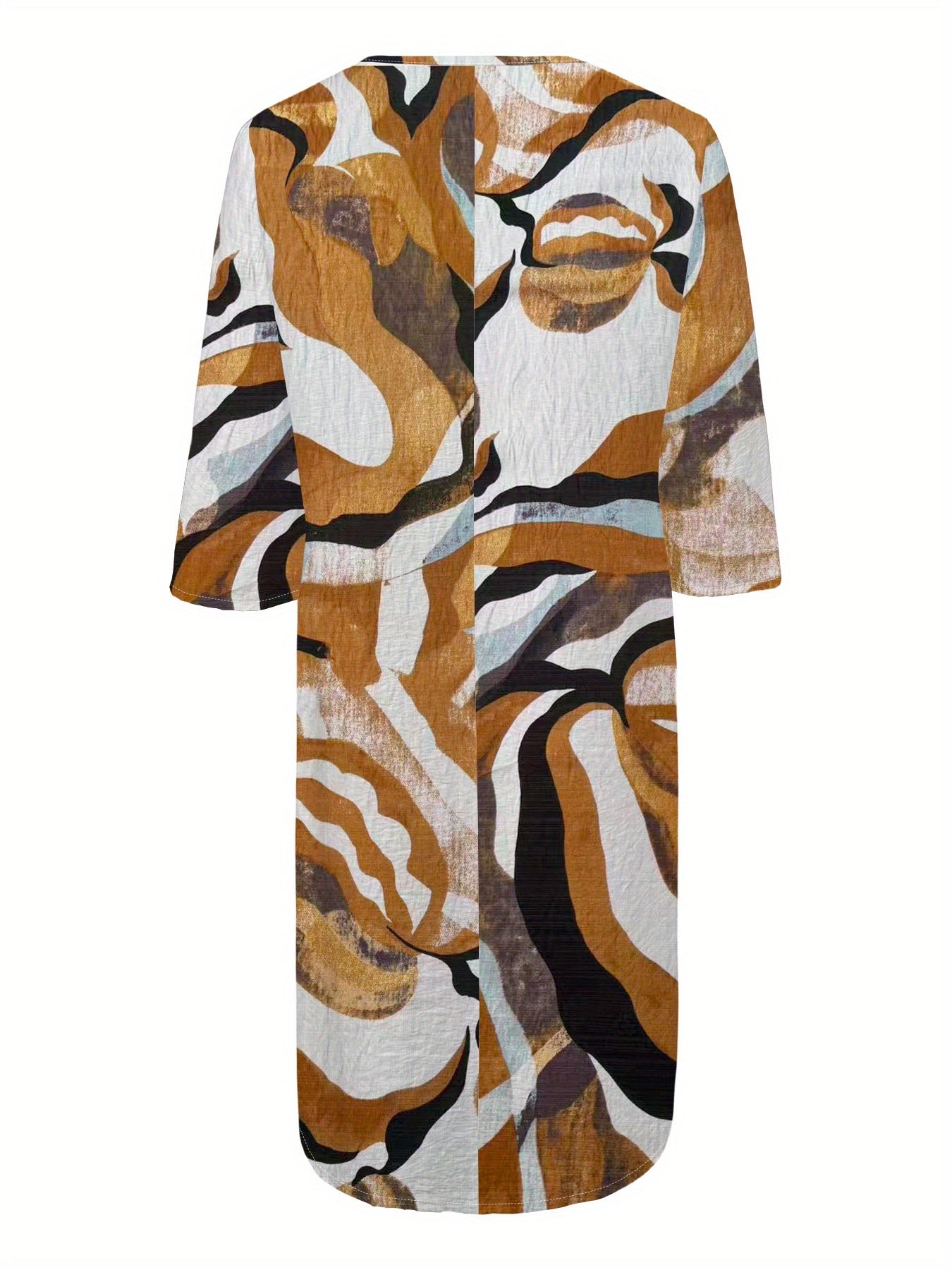 Damen Casual Kleid mit V-Ausschnitt und Blumenprint